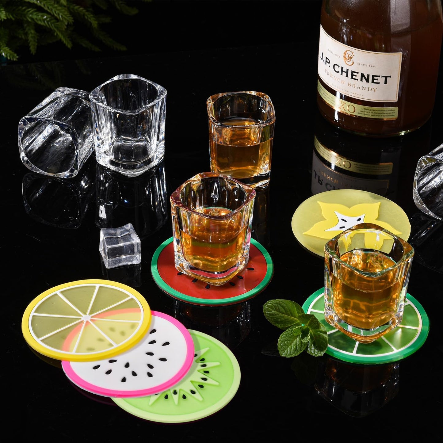 6 Pack 2oz Heavy Base Shot Glasses Set, Square Clear Shot Glasses Bulk, Tequila Shot Glass Small Bar Cart Accessories Espresso Shot Glass Holder for Spirits & Liquors, Whiskey, Vodka, Tequila, Party