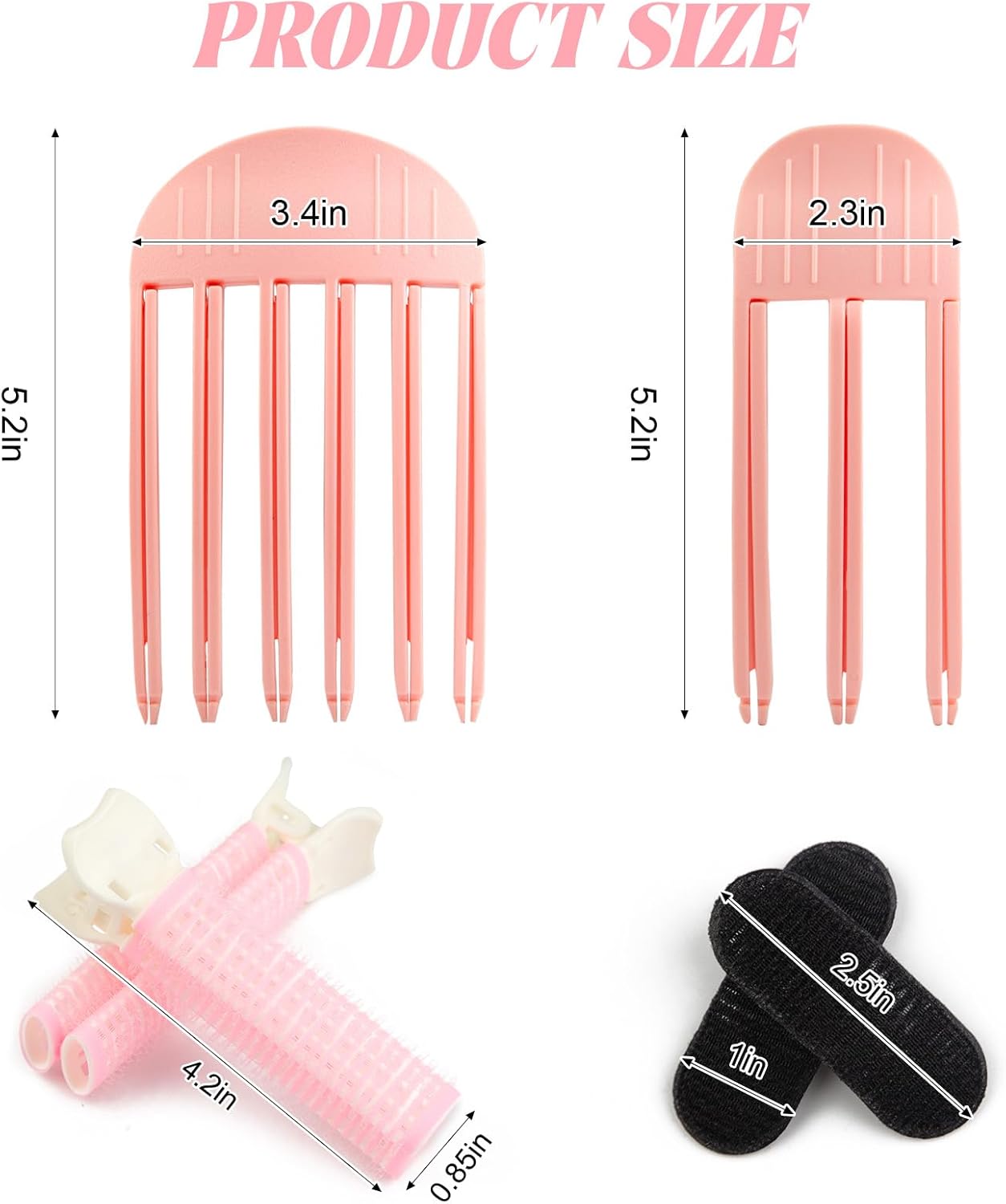 6Pcs Volumizing Hair Clips - Hair Volume Clips for Fluffy Bangs, Spong Bun Updo Volumizing Hair Root Clips Hair Comb Tool (Pink)