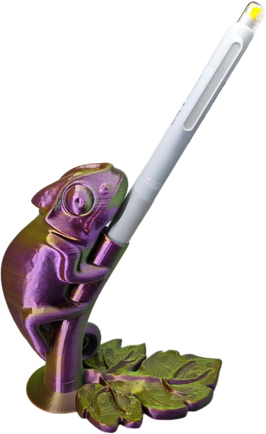 Creative Chameleon Pen Holder, Desk Organizer Cool Pen Stand Home Decor Pencil Holder (Red Gold Green)