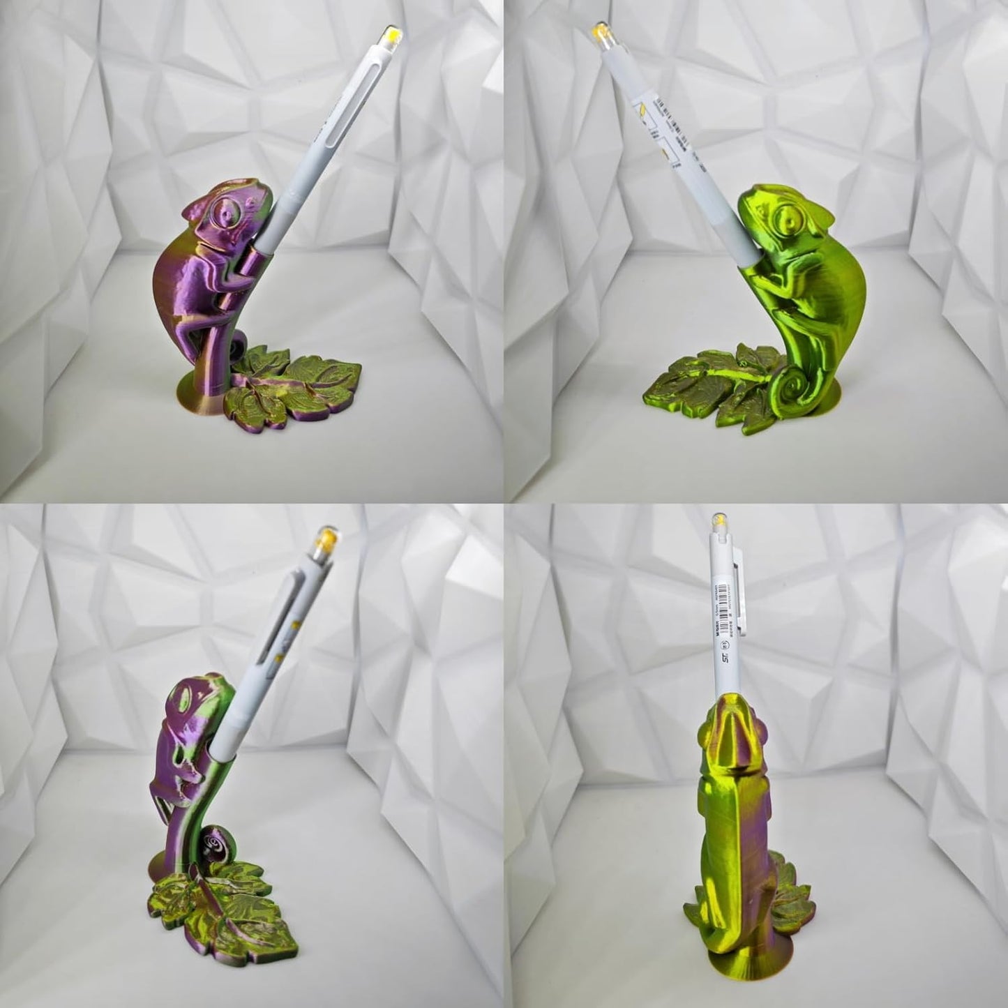 Creative Chameleon Pen Holder, Desk Organizer Cool Pen Stand Home Decor Pencil Holder (Red Gold Green)