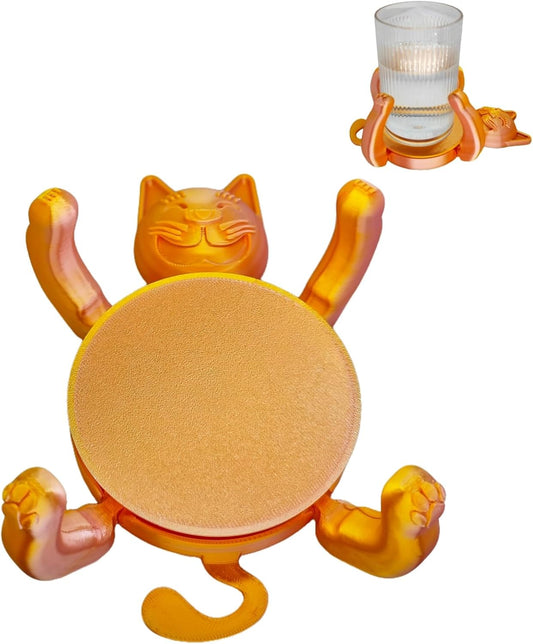Funny Cat Coasters Cup Cuddler, 3D Creative Coasters for Drinks, Bars, Party, Birthday Gifts for Cat Lovers, Home Decor Housewarming and White Elephant Gifts Ideas