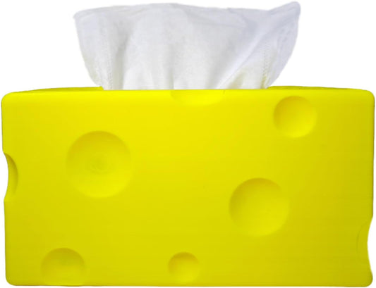 Cheese Automatic Sinking Tissue Box Cover, Stylish Rectangle Sunken Tissue Box Holder with Pull-Out Bottom, Decorative Tissue Cover for Bathroom Toilet Bedroom Table Desk Office (Yellow)