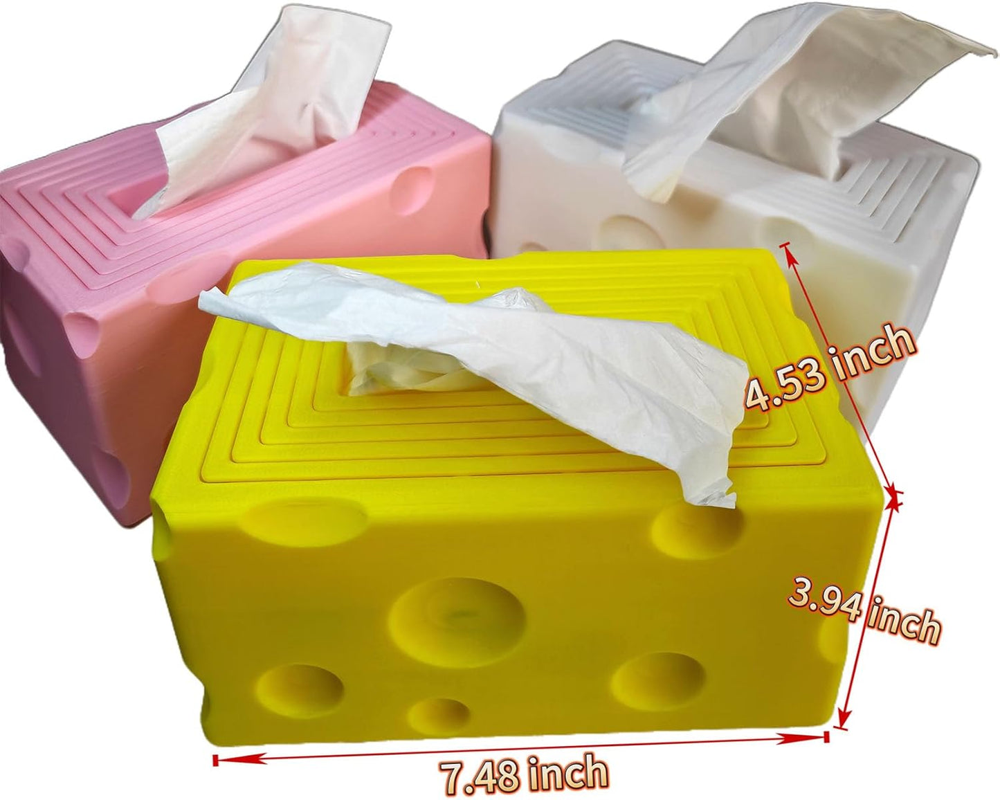Cheese Automatic Sinking Tissue Box Cover, Stylish Rectangle Sunken Tissue Box Holder with Pull-Out Bottom, Decorative Tissue Cover for Bathroom Toilet Bedroom Table Desk Office (Yellow)