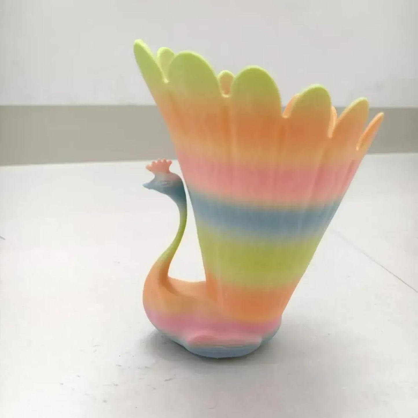 Creative Gradient Peacock Pen Holder for Desk, 3D Printed Pencil & Makeup Brush Holder Desk Organizers, Stylish Spacious Office Supplies Decorations Idea Gift for Women Girls