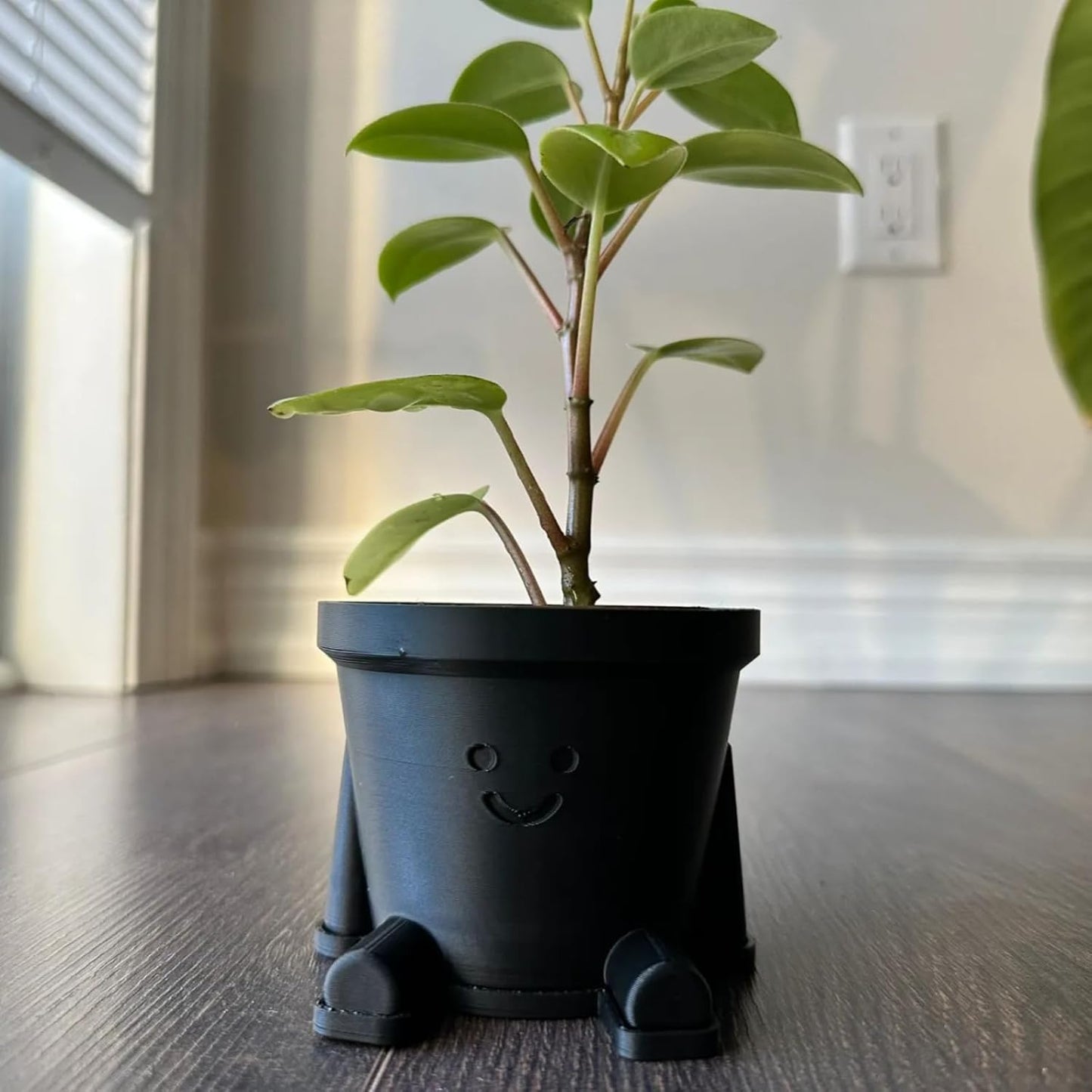 Cute Smiley Guy Indoor Plant Pots - 3.94 Inch Fower Pot with Drainage Hole and Drip Dray, Small Succulent Green Plants Pot, Cute Plant Gifts for Plant Lovers