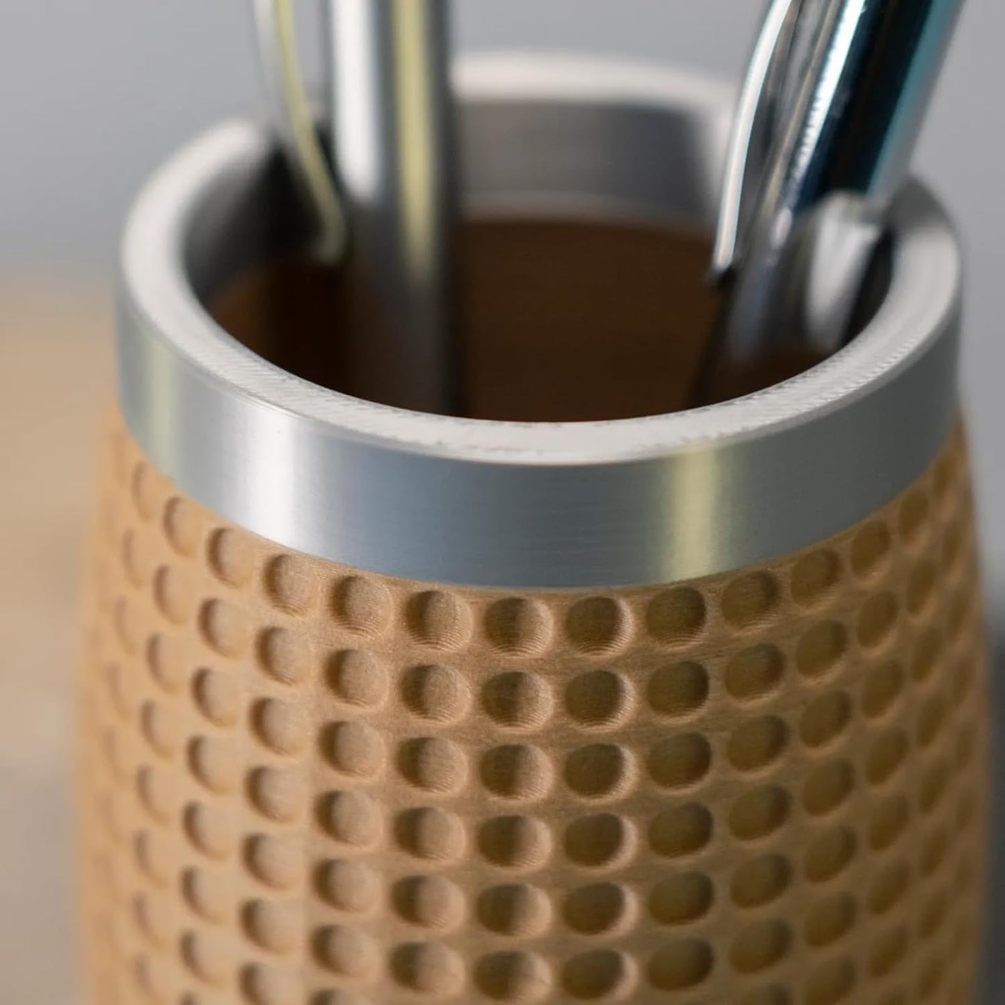 Creative Imitation Wood and Imitation Metal Pen Holder, Pencil Holder Desk Organizers, Office Supplies Decorations Idea Gift