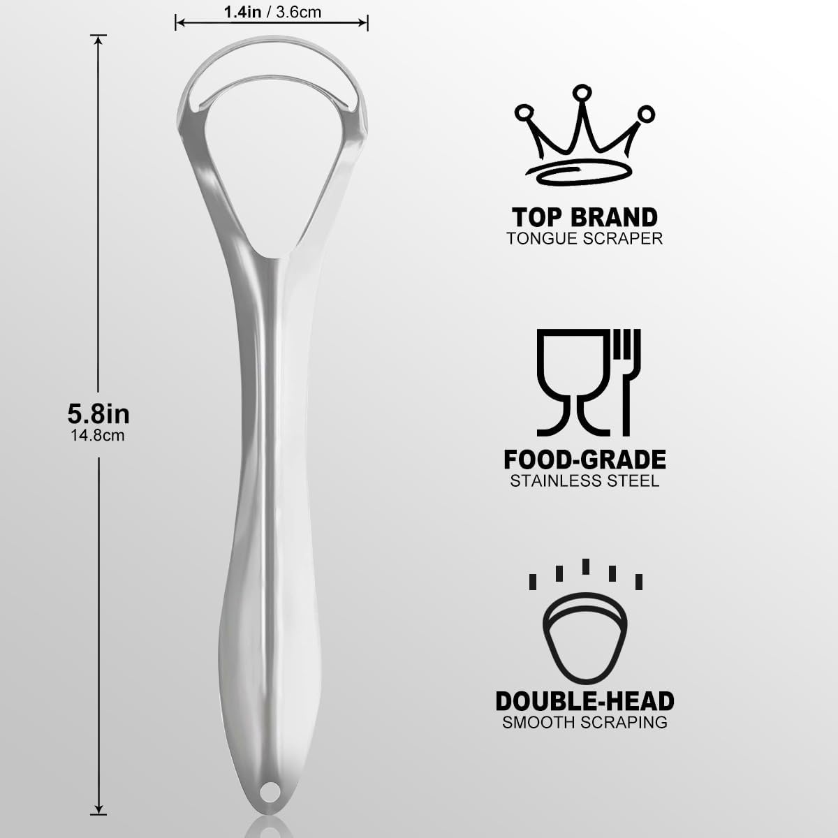 Tongue Scraper for Kids Adults, Metal Tongue Cleaner Scrubber for Oral Care - Reduce Bad Breath