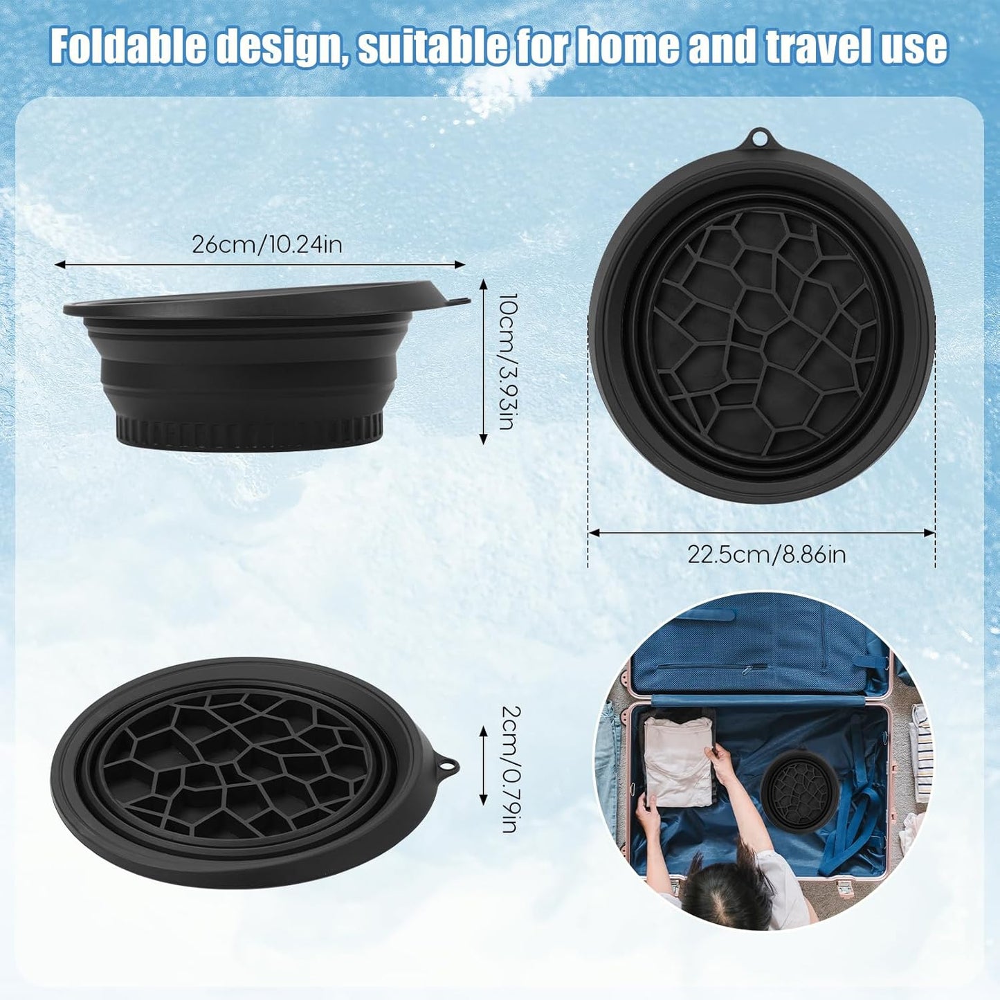Face Ice Bath Bowl, Foldable Face Bowls, Silicone Ice Bowl with Built-In Icetray, Space Saving Facial Baths for Puffiness Relief Soothe Skin, Facial Bath for Home and Travel