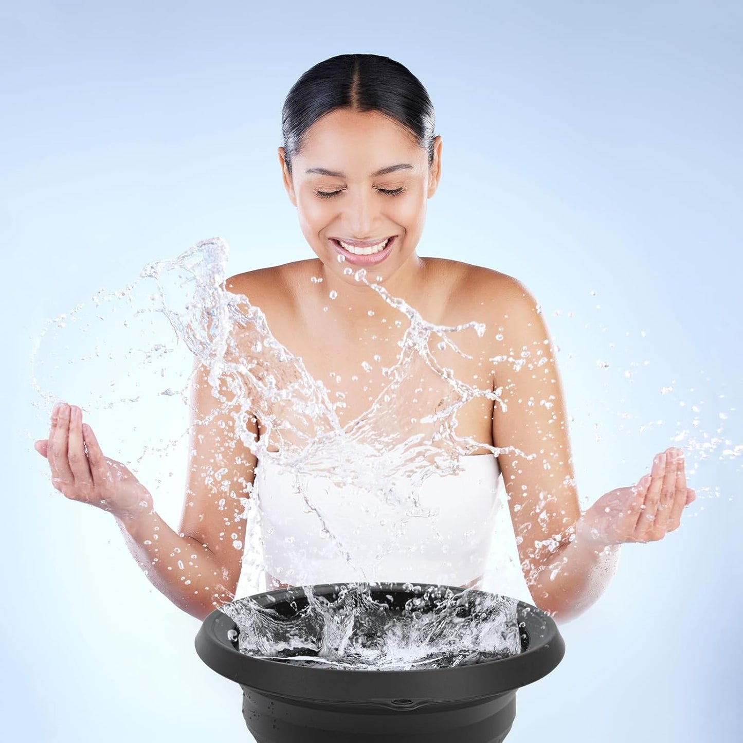 Face Ice Bath Bowl, Foldable Face Bowls, Silicone Ice Bowl with Built-In Icetray, Space Saving Facial Baths for Puffiness Relief Soothe Skin, Facial Bath for Home and Travel