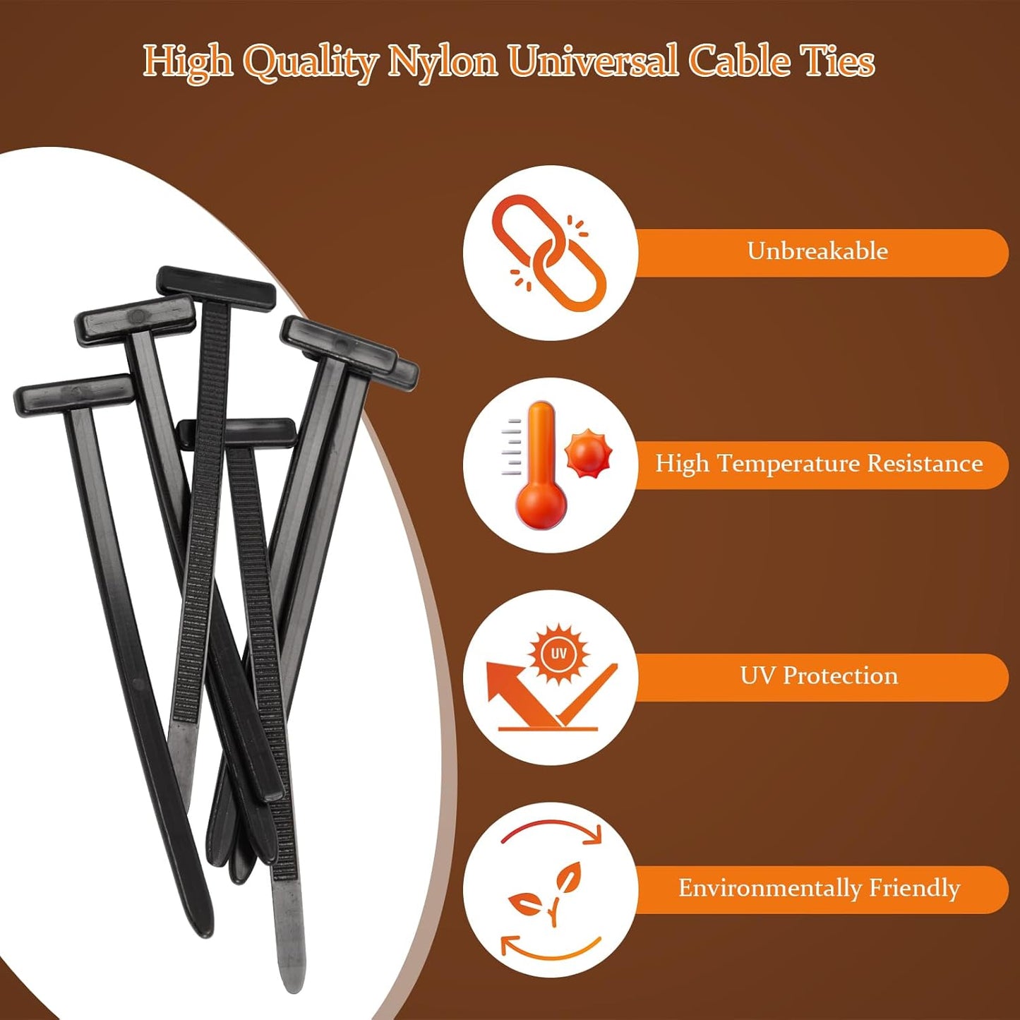 Nylon Universal Zip Ties, 100PCS Cable Ties Buckle, Self-Locking Multipurpose Black Zip Ties Heavy Duty for Car Daily Repair Indoor and Outdoor UV Resistant