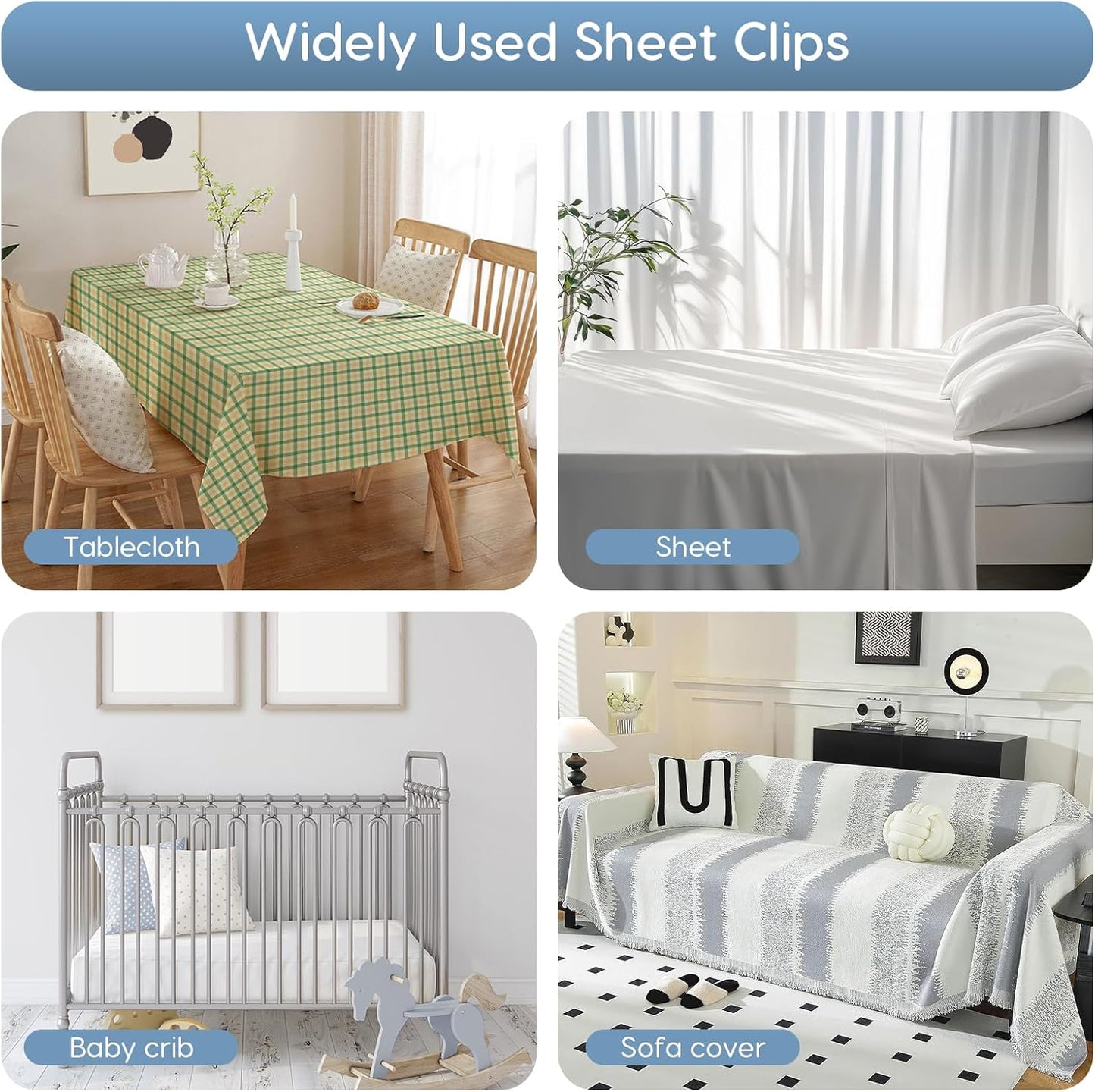 4PCS Bed Sheet Holders Straps for Corners, Elastic Adjustable Fitted Sheet Holder, Easy Install Bed Sheet Holder Suit for Round and Square Mattresses Bedspread Fasteners and Suspenders
