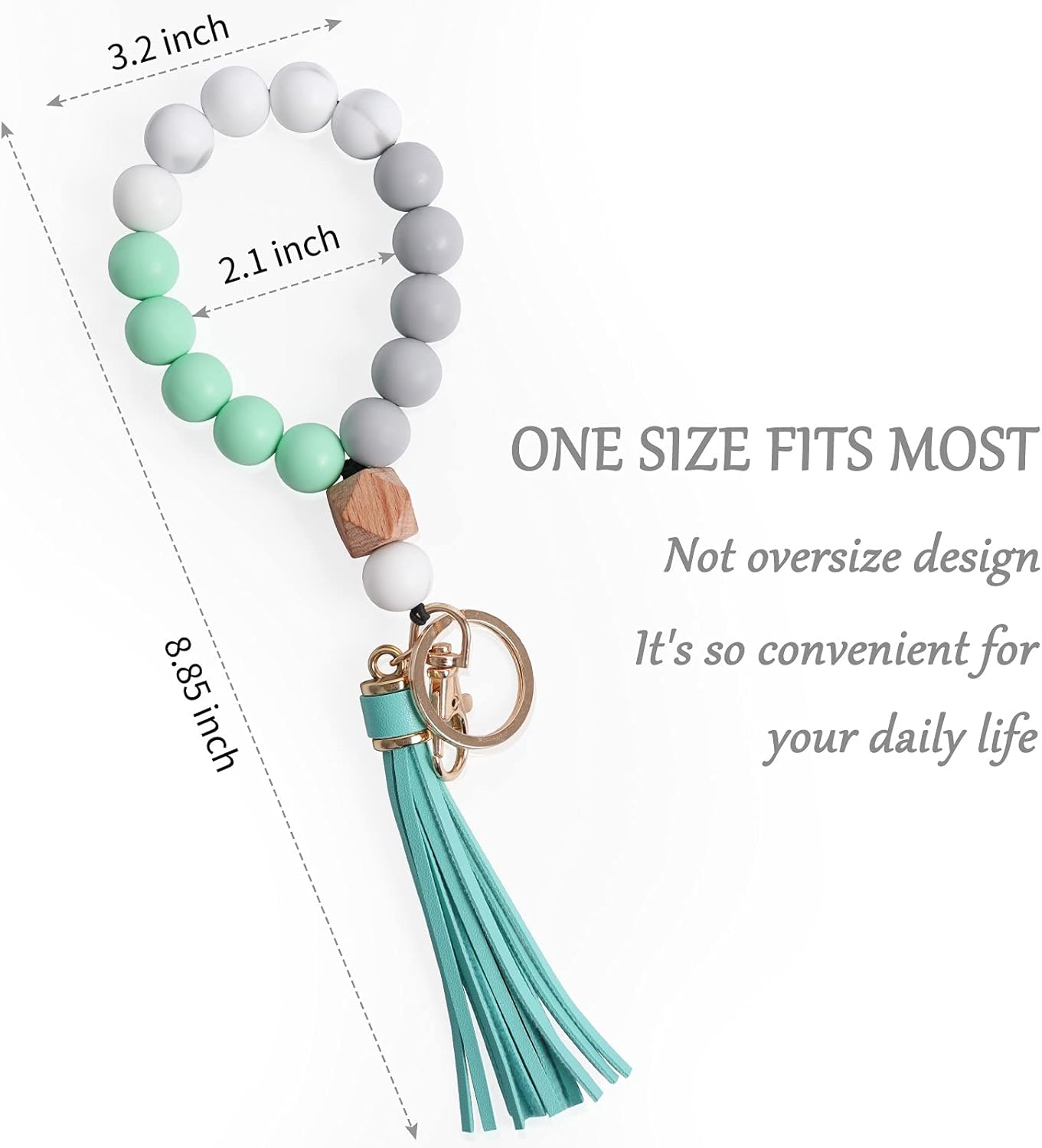 Wristlet Keychains Bracelet, Key Ring Bracelet, Tassel Silicone Beaded Key Chains for Women