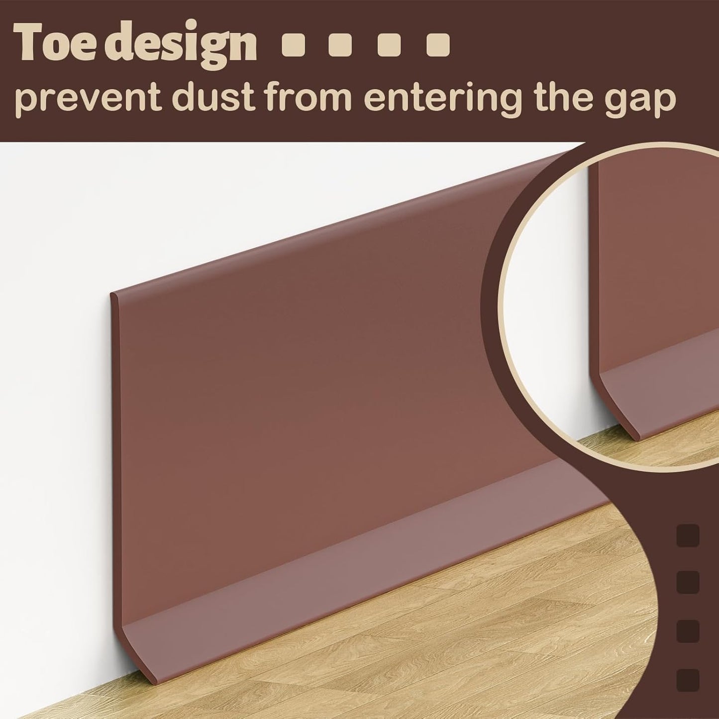 Flexible Wall Base Baseboard Molding Trim, 4 Inch(W) x 20 Feet(L) Self-Adhesive Vinyl, Peel and Stick Cove Base, Rubber Wall Base Moulding Trim(Brown)