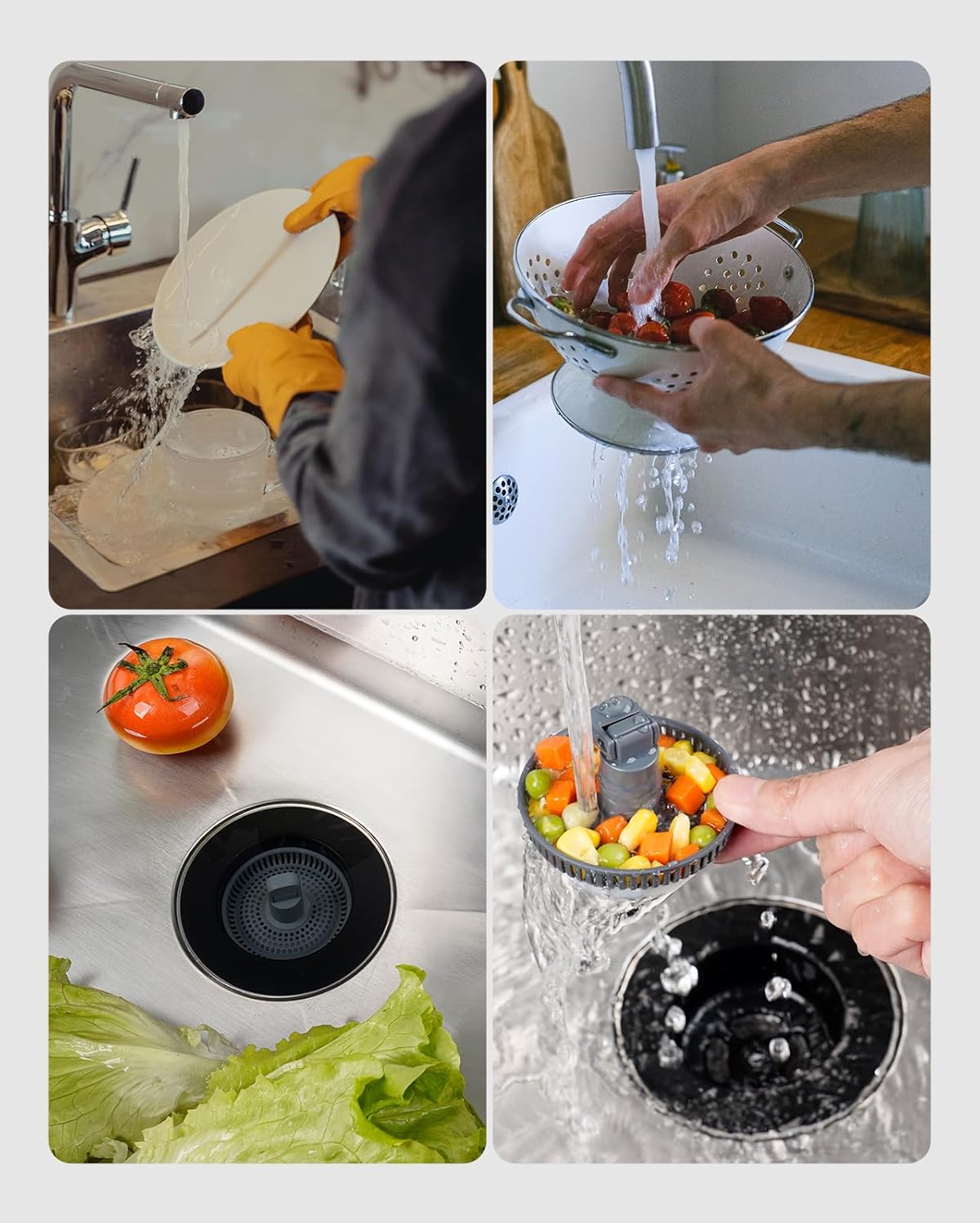 3 in 1 Kitchen Sink Drain Strainer and Stopper Combo, Stainless Steel Metal Pop Up Sink Stopper, Anti-Clogging Basket Strainer with Foldable Handle for US Standard 3-1/2" Drain, Matte Black