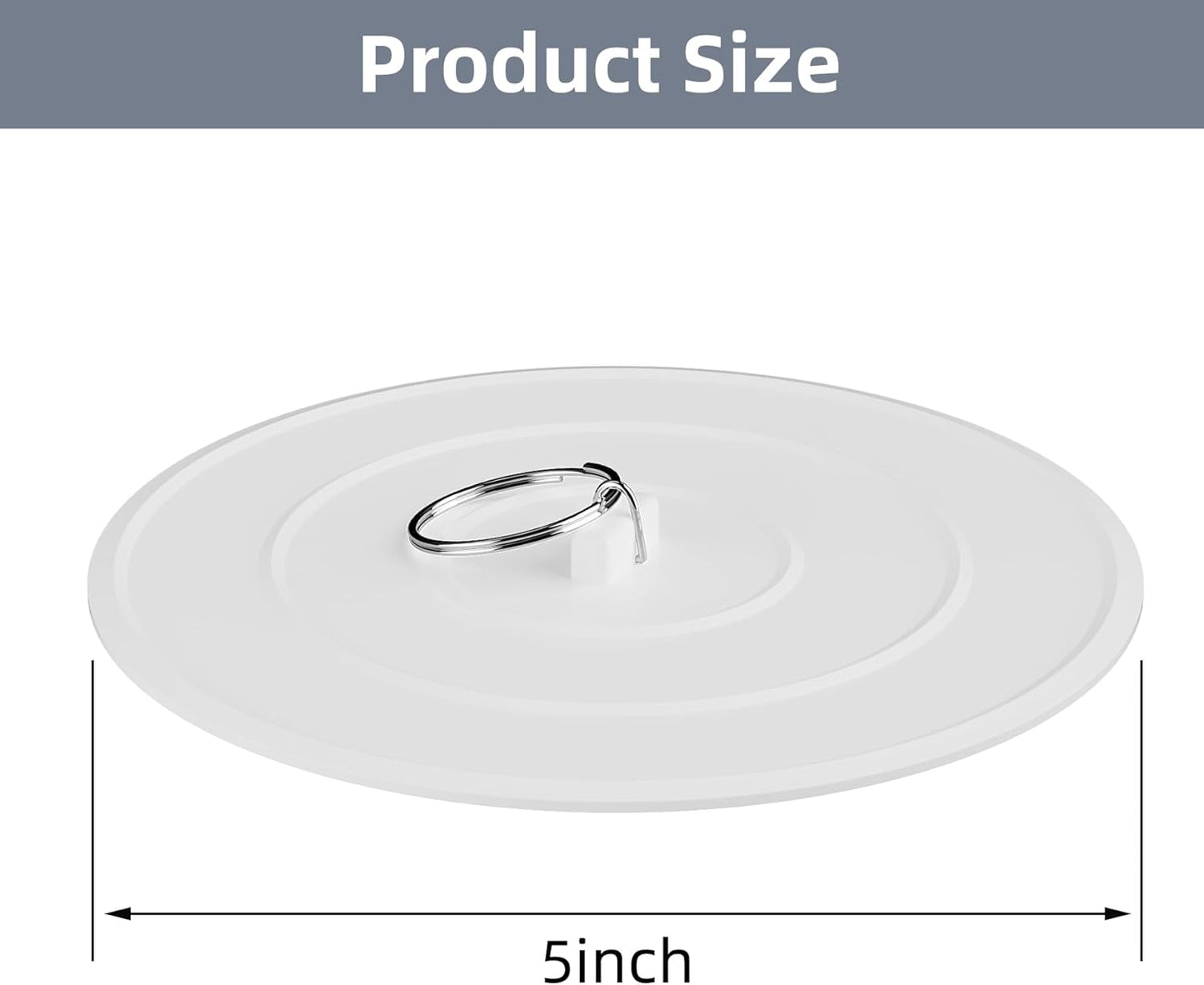 2 Pack Bath Tub Stopper, Flat Suction Sink Stopper Rubber Silicone Shower Drain Bath Plug Stopper for Kitchen, Bathroom and Laundry Sink (White-Grey)