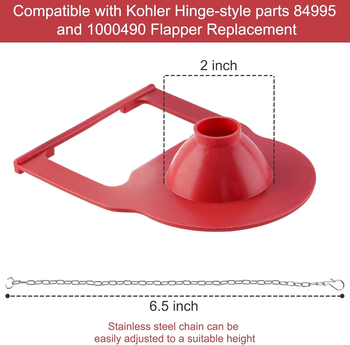 2 Pack Toilet Flapper Replacement Compatible with Kohler Hinge-Style Parts 84995 and 1000490 Flapper Replacement Water Saving, High Performance, Easy to Install