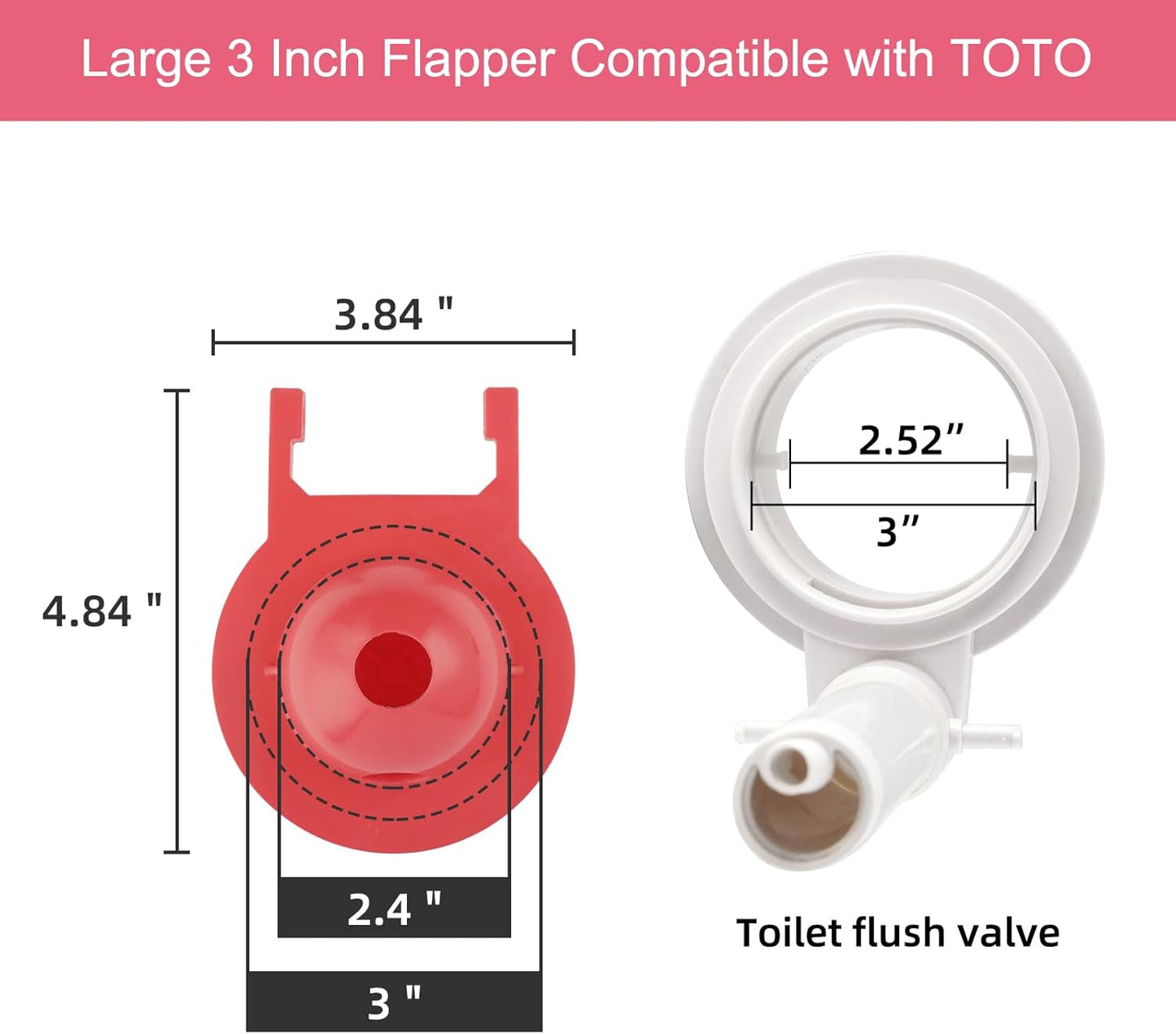 3 Pack Large 3-Inch Toilet Flapper Replacement Compatible with TOTO Flapper Model G-Max, THU138S, THU175S and THU331S- Oversized Sealing and Easy to Install