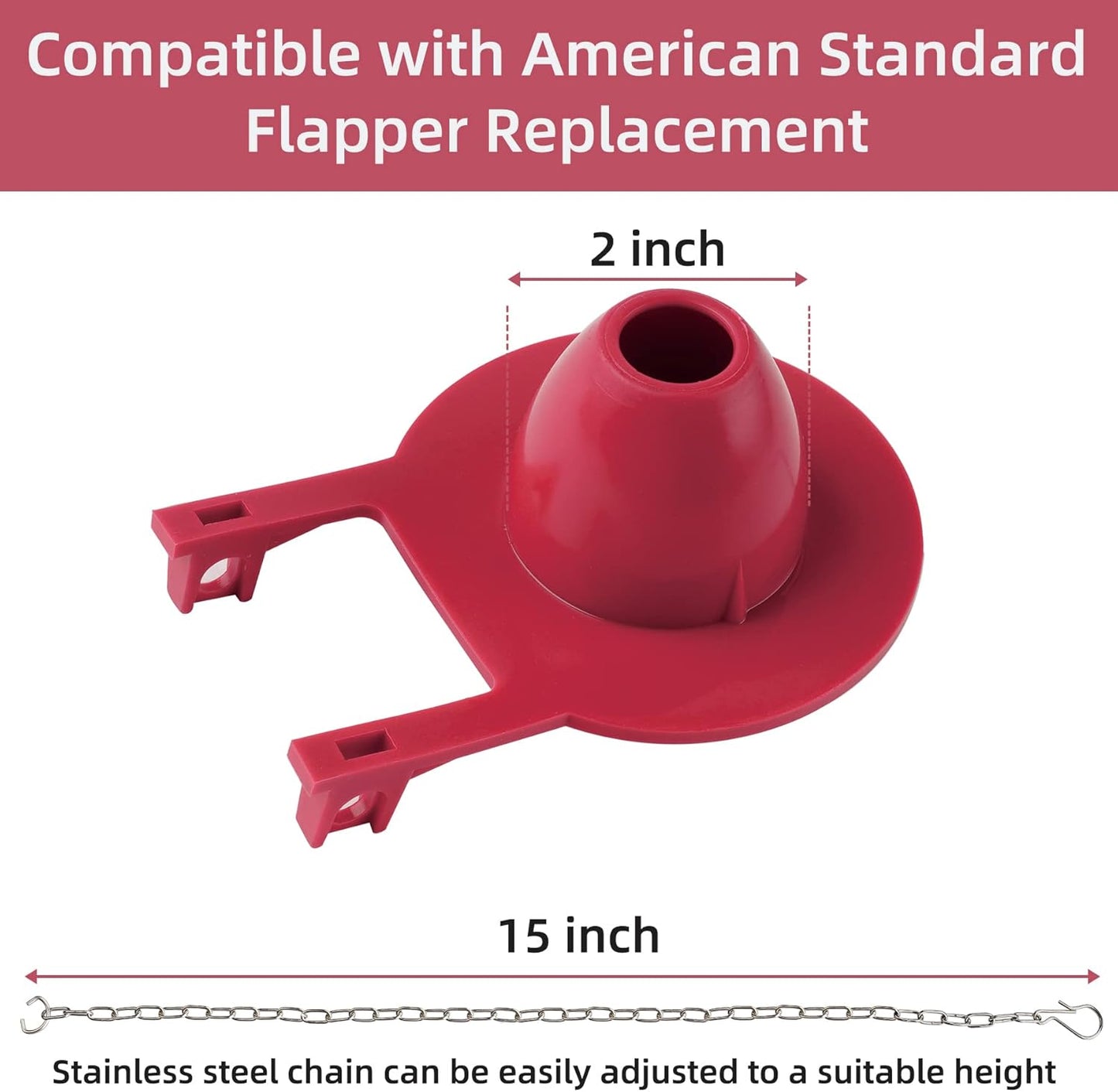 3 Pack 2-inch Universal Toilet Tank Flapper, Long Lasting All Rubber Seal Flapper Replacement Compatible with American Standard Water Saving