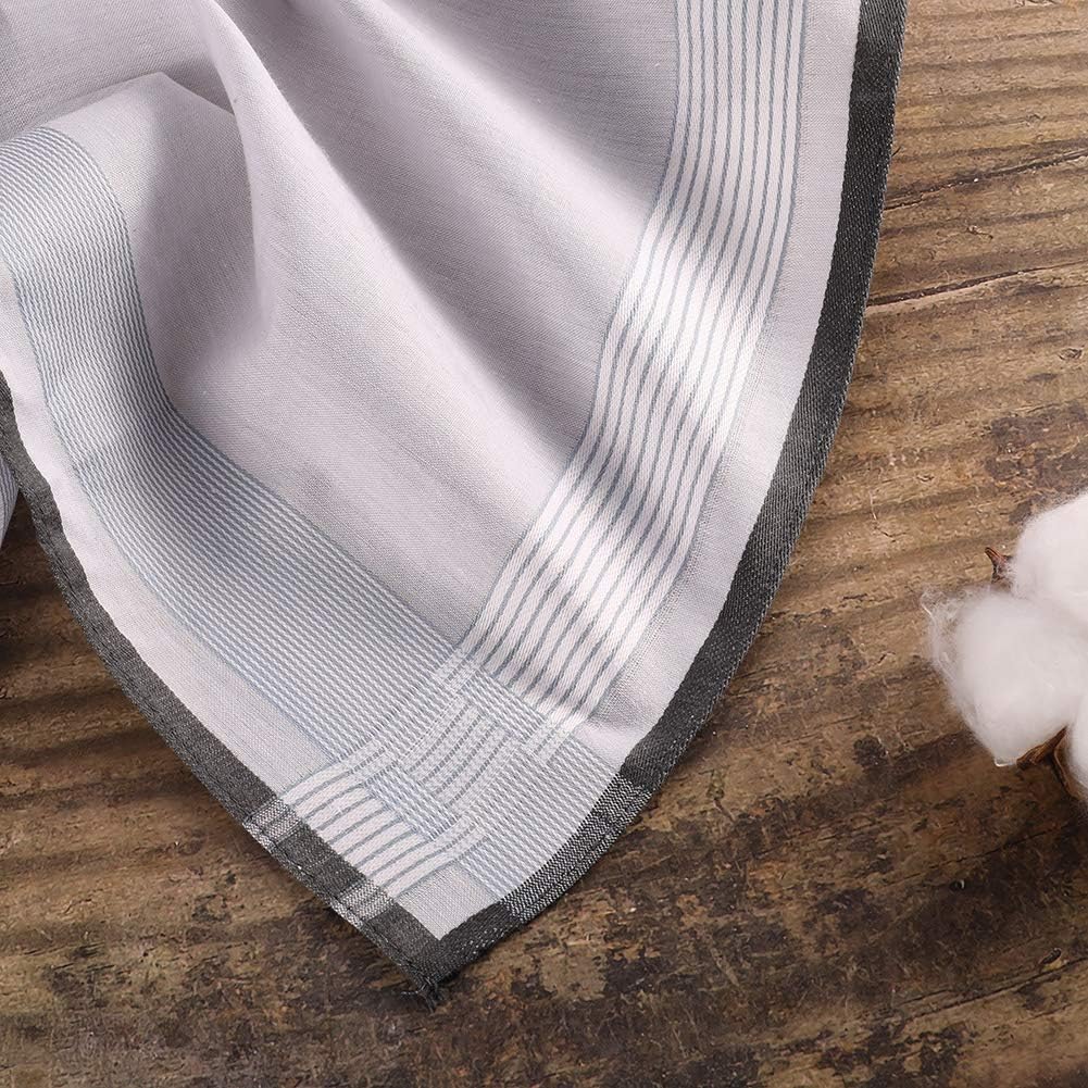 12 Pcs 100% Cotton Men’s Plaid Handkerchief, Soft Hanky with Classic Stripe, Ideal Gift Set for Men. (4 Styles) (Plaid)