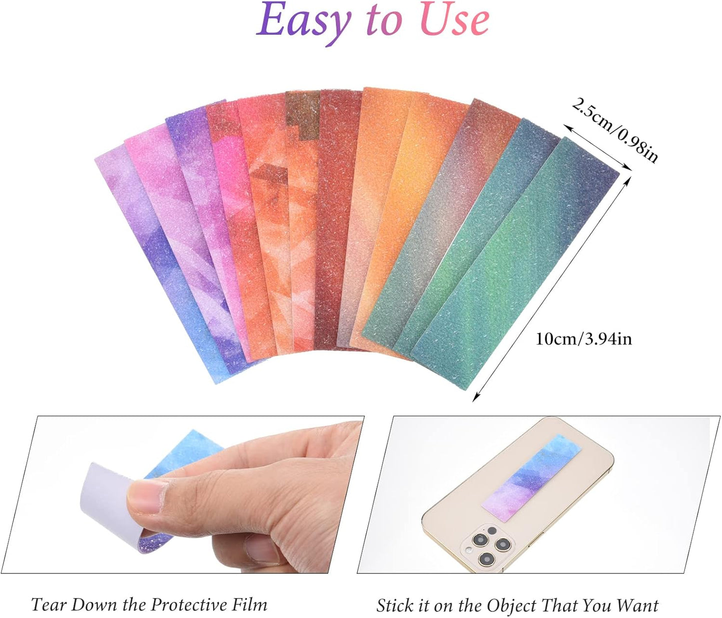 48 Pcs Calm Strips Anxiety Relief Kit with Colorful Streamer and Stone Pattern Textured Sensory Stickers, Anti-Stress Fidget Toys for Adults and Teens (Deep)