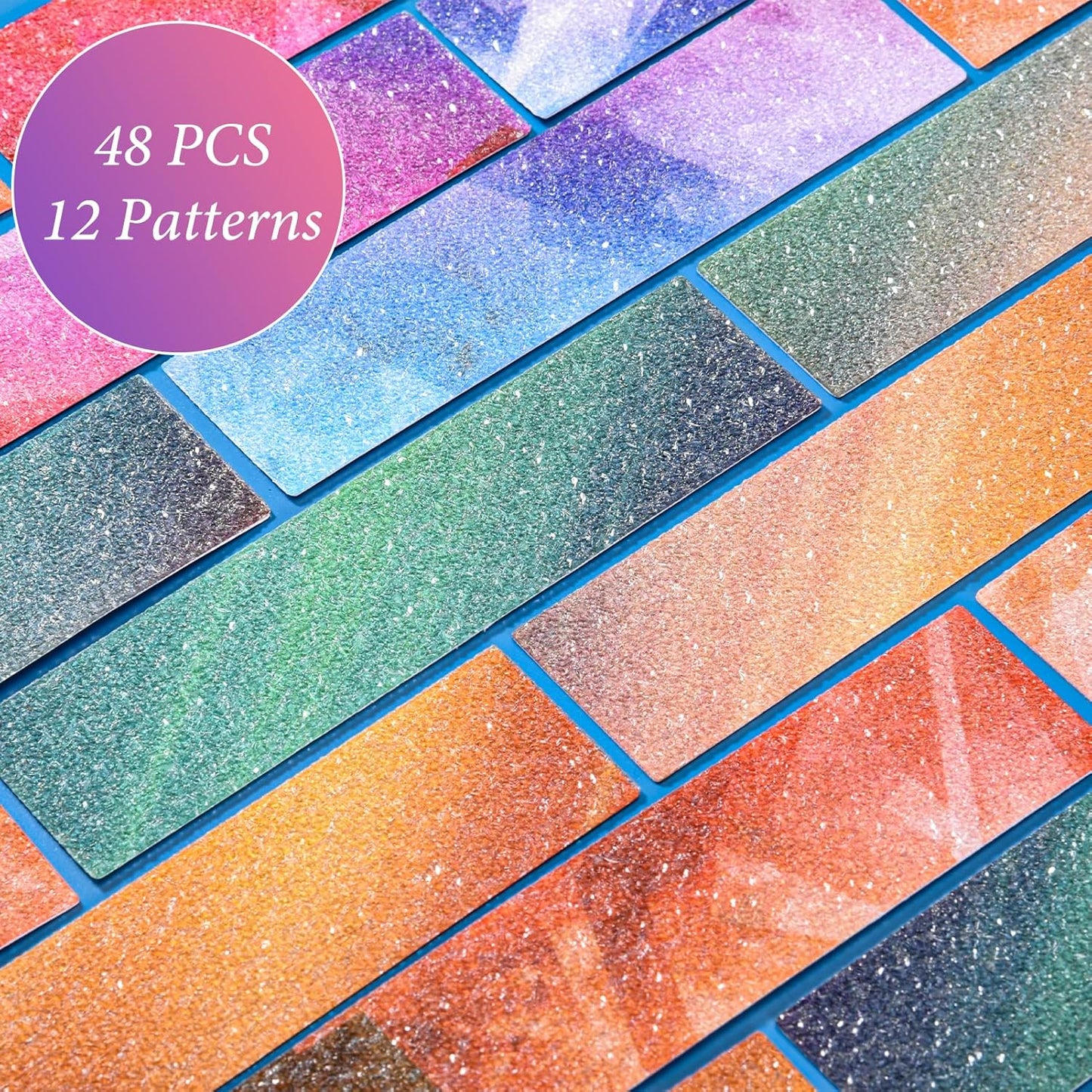 48 Pcs Calm Strips Anxiety Relief Kit with Colorful Streamer and Stone Pattern Textured Sensory Stickers, Anti-Stress Fidget Toys for Adults and Teens (Deep)