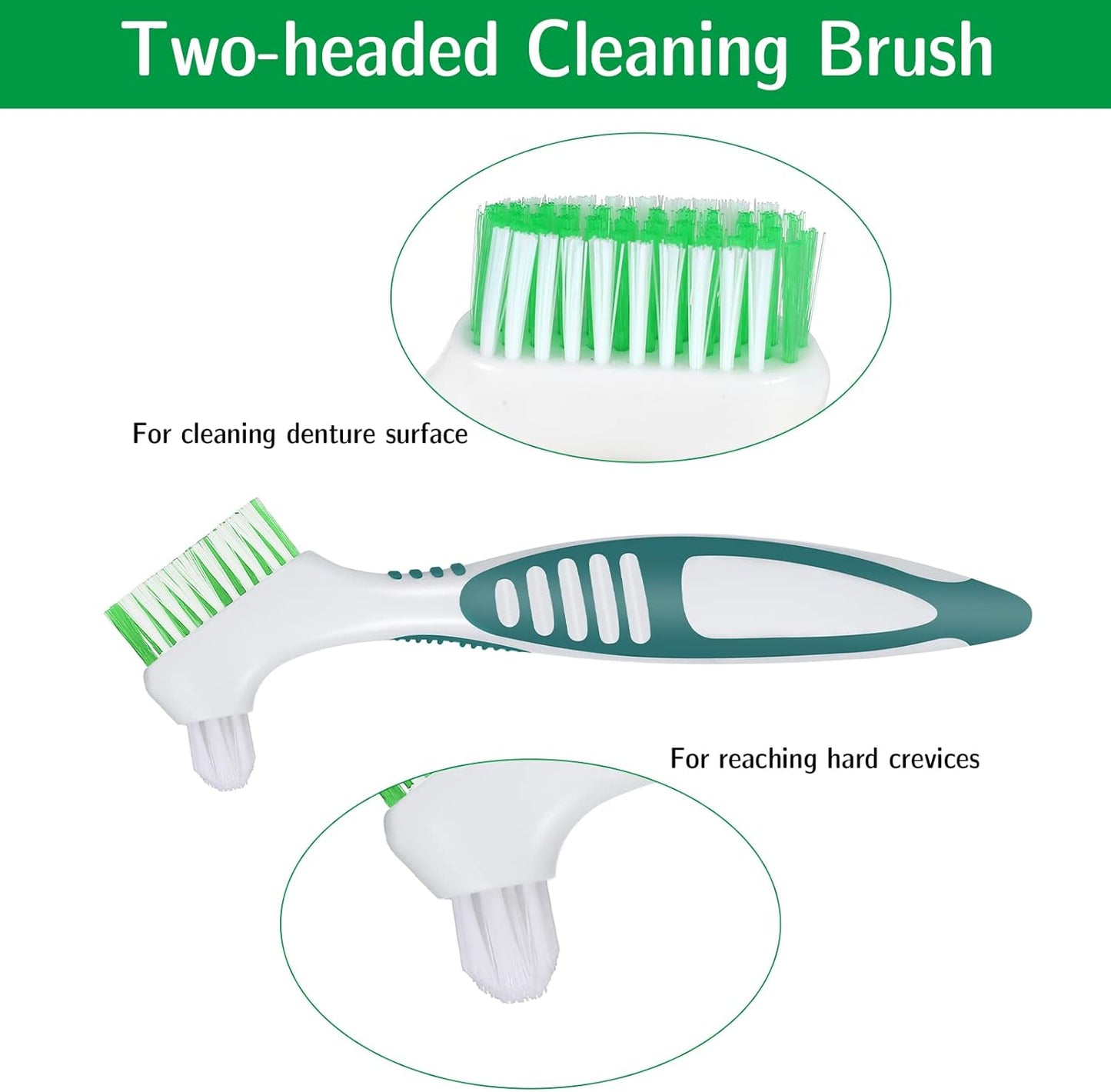 4Pcs Denture Brush Dual Head Toothbrushes, Portable Denture Brush with Soft Bristles and Dual Angled, Hard Denture Cleaning Brush for Denture Care Denture Toothbrush