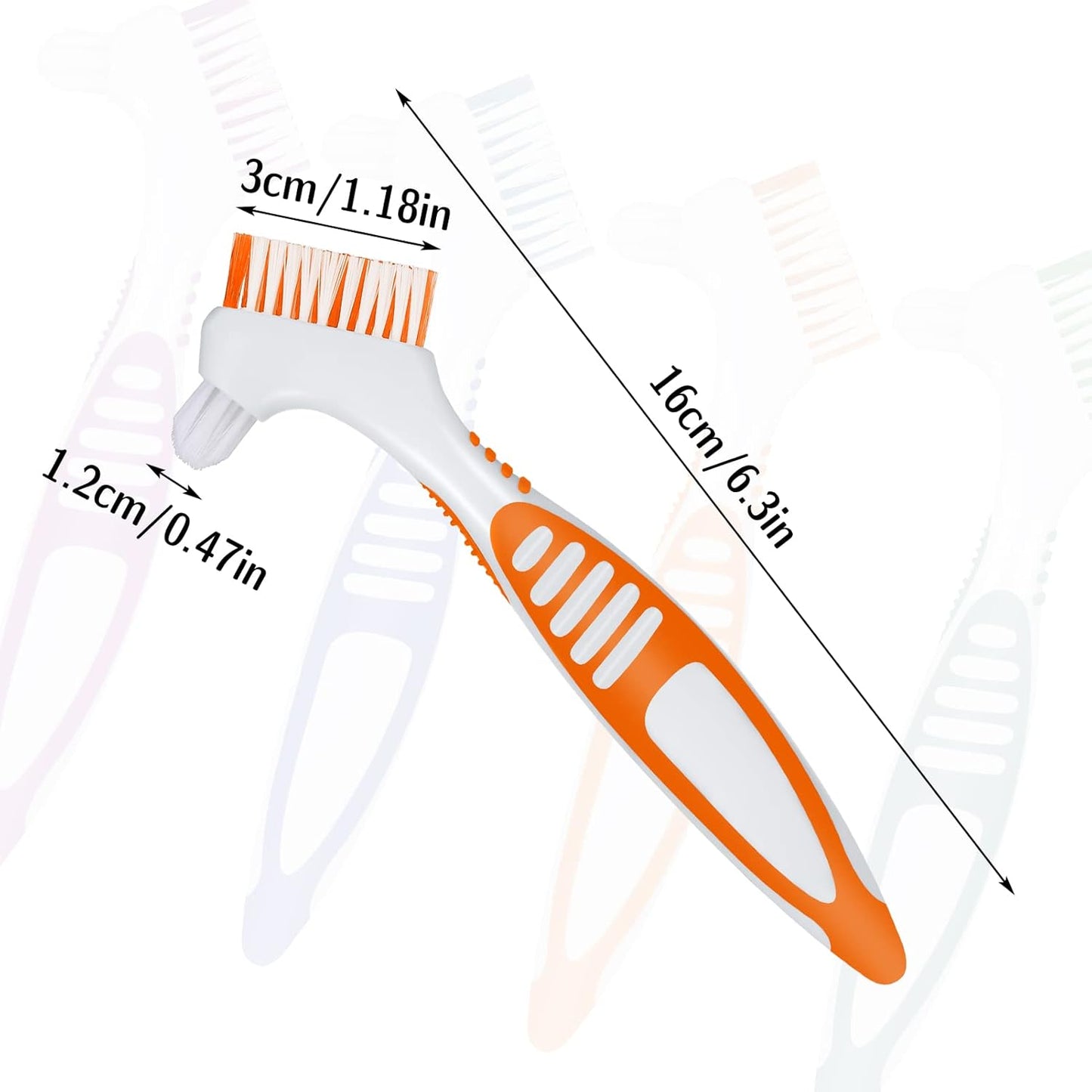 4Pcs Denture Brush Dual Head Toothbrushes, Portable Denture Brush with Soft Bristles and Dual Angled, Hard Denture Cleaning Brush for Denture Care Denture Toothbrush