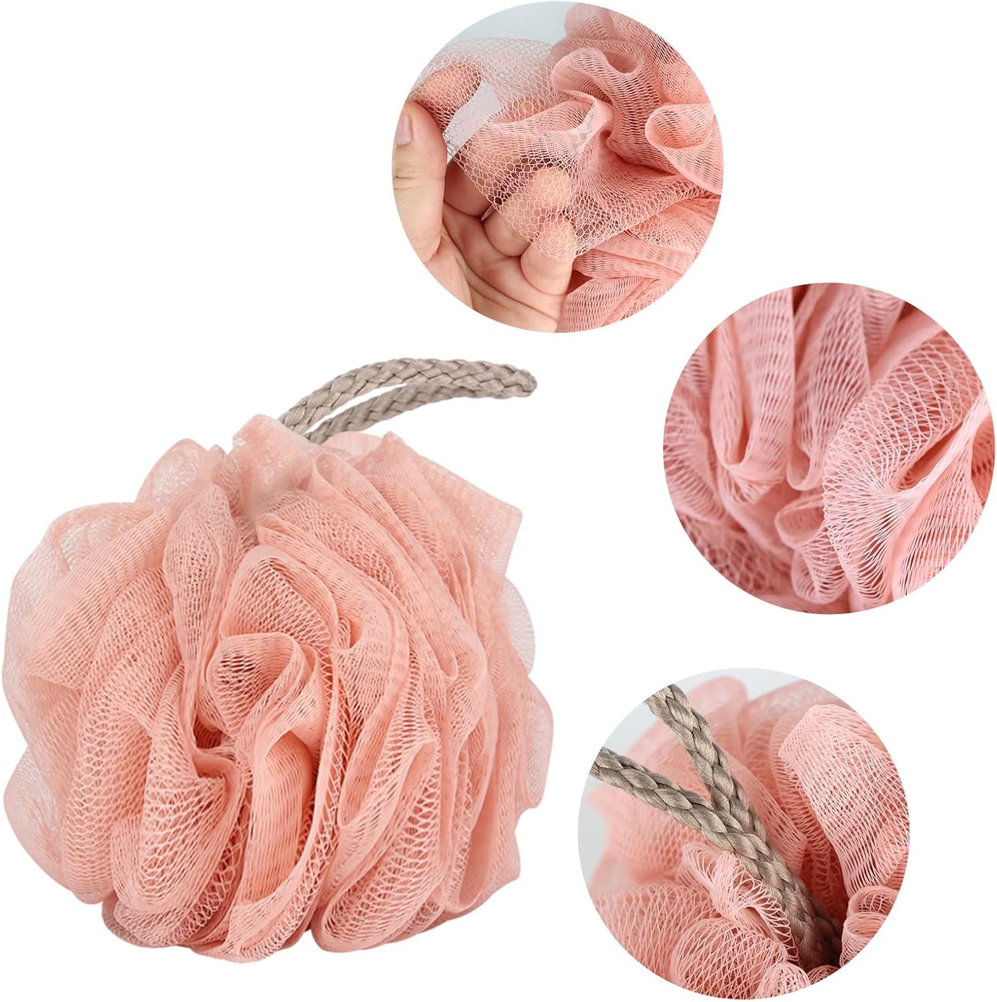 Store Bath Sponges Shower Loofahs Large Mesh Balls Sponge 4 Colors for Body Wash Bathroom Men Women - Pack of 4 Scrubber Cleaning Loofah Bathing Accessories (50g)
