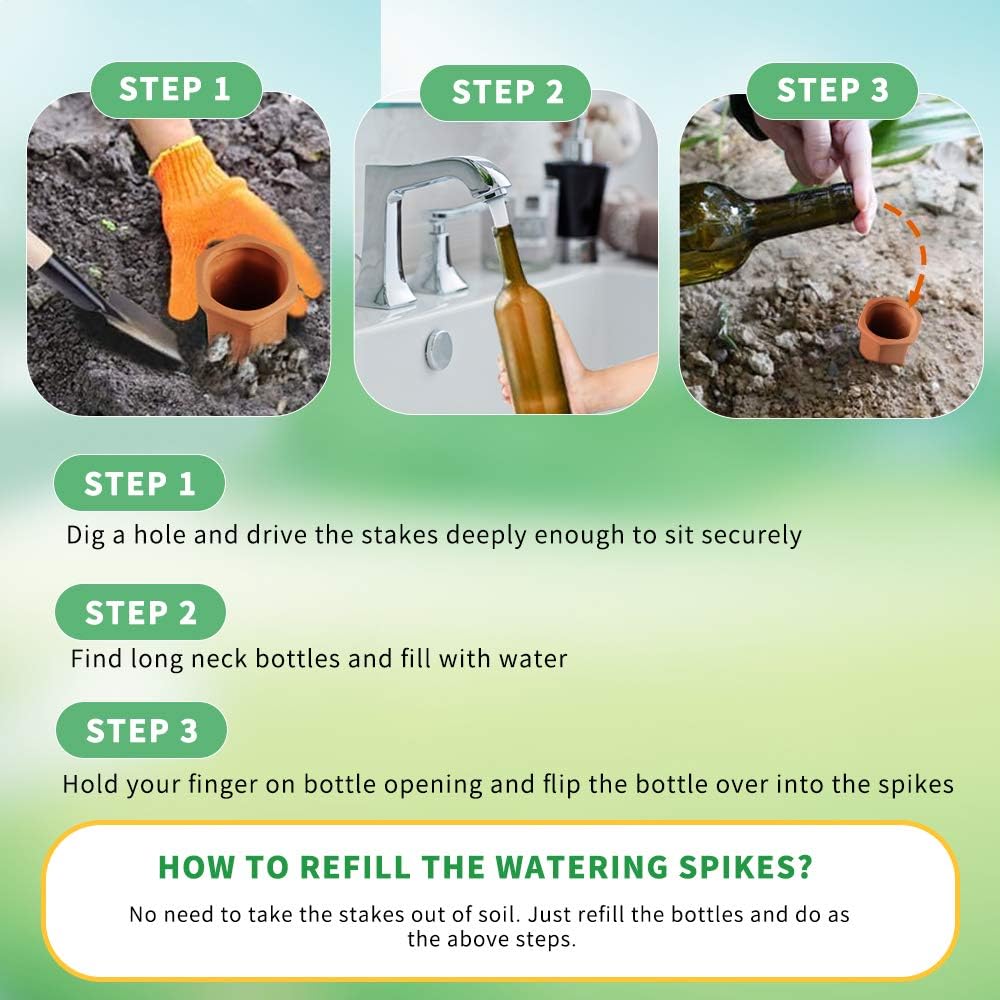 Store 10PCS Plant Watering Stakes Automatic Plant Drippers Waterers for Vacations Plant Watering Devices Terracotta Self Waterinq Spikes for Wine Bottles Great for Indoor Outdoor Plants