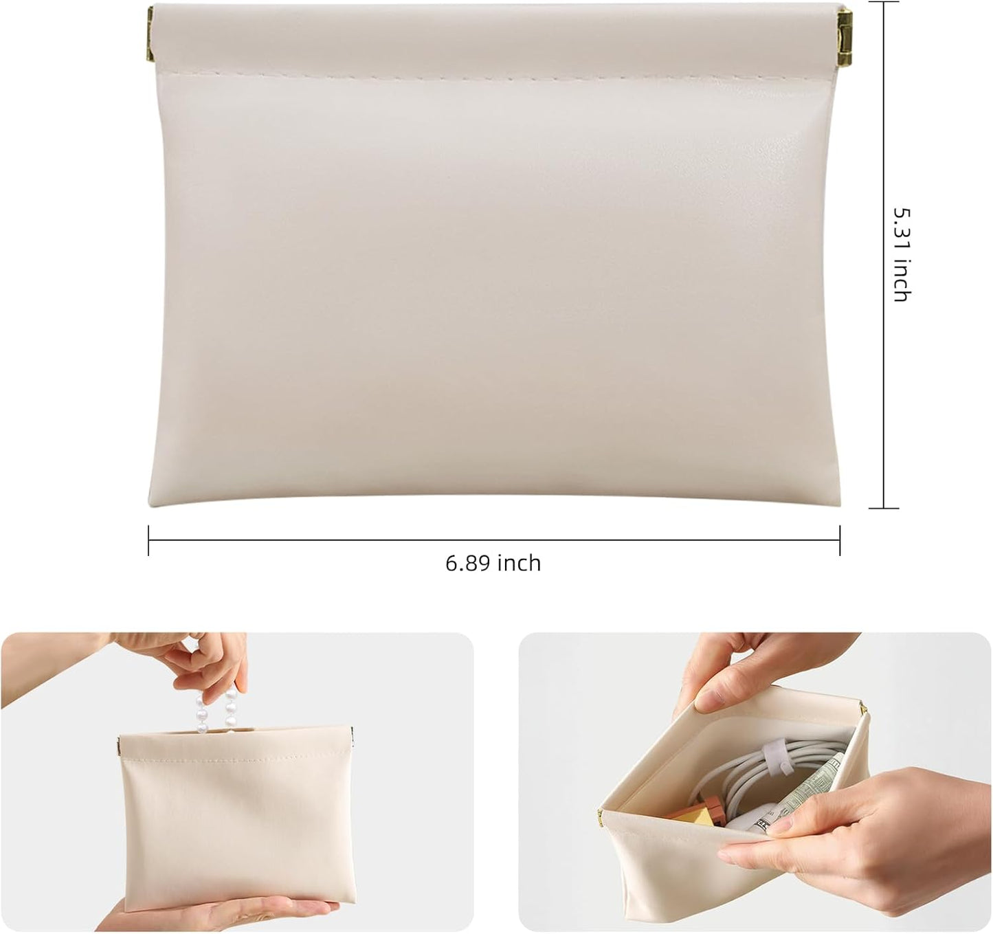 Store 4pcs Pocket Cosmetic Bags Waterproof Portable Small Makeup Bag No Zipper Self-Closing Purse 18x14cm Small Pouch for Women Mini Makeup Bag Travel Storage Organizer for Headphones Jewelry