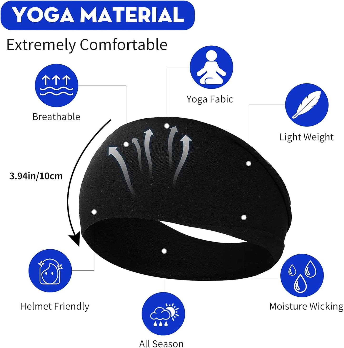 10 Pack Wide Headbands for Women, Workout Yoga Running Sports Headband Elastic Hair Bands, Boho Non Slip Sweat Head Bands Thick Head Wrap (Solid Headbands)