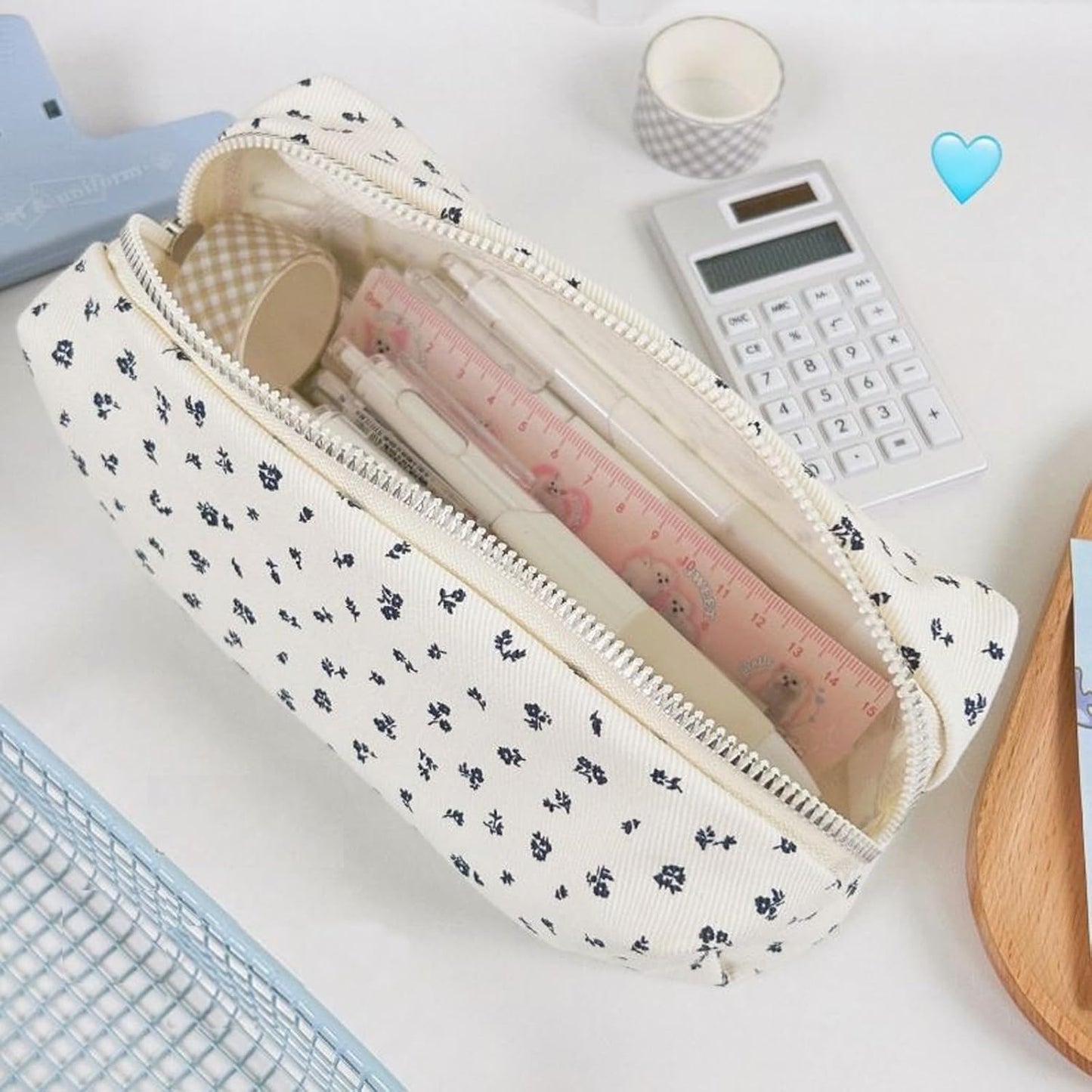 Pencil Case Pencil, Teenage Pen Case, Pen Case Leather, The Cute Cartoon Small can be Used as a Key Bag, a Cosmetic Bag, and is Easy to Carry (White, blue285)