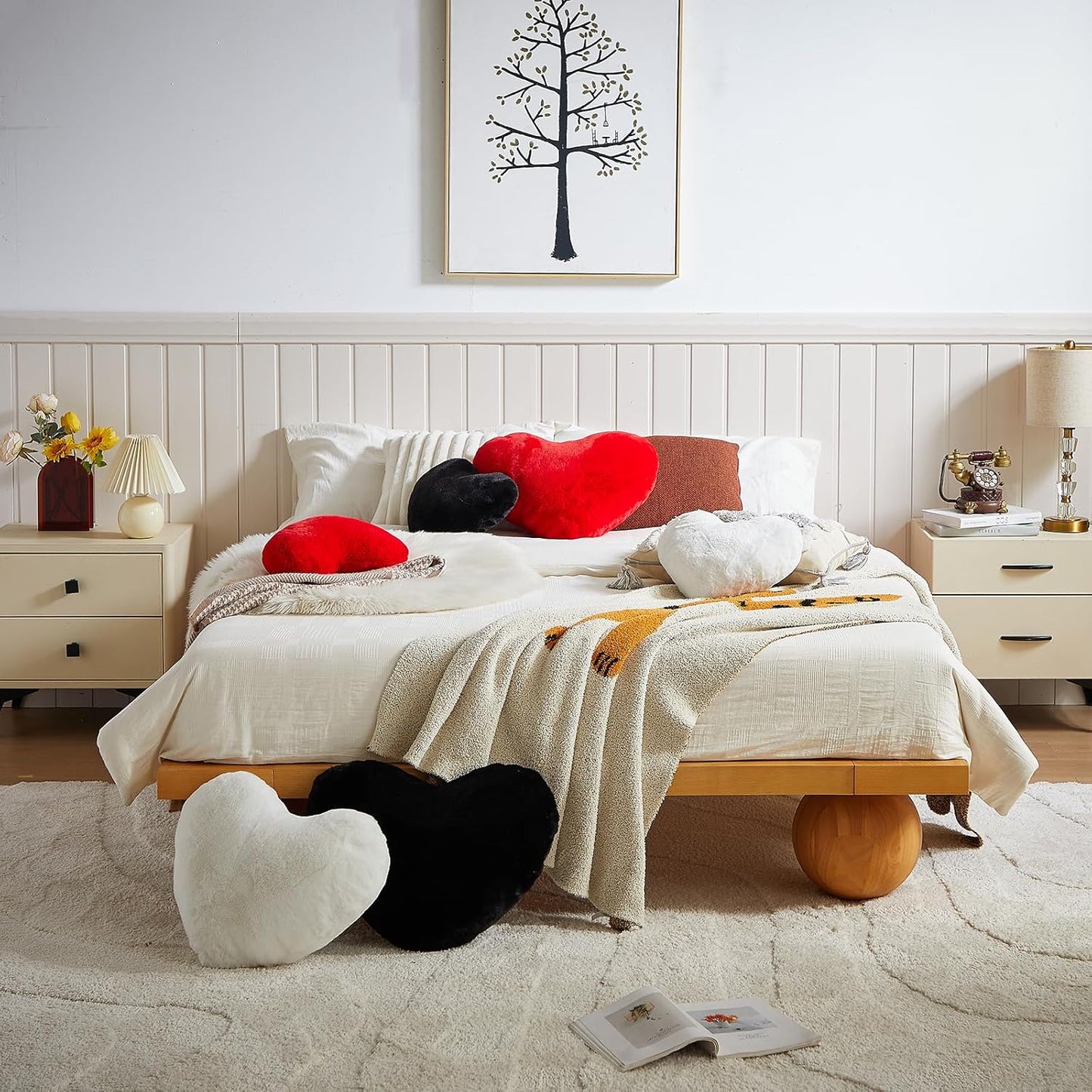 Heart Pillows for Valentine's Day, White Heart Shaped Pillows, Ultra Soft Small Cute Fluffy Pillows, Love Throw Pillows Gifts, Women Girls Living Room Decor 10x13 Inch