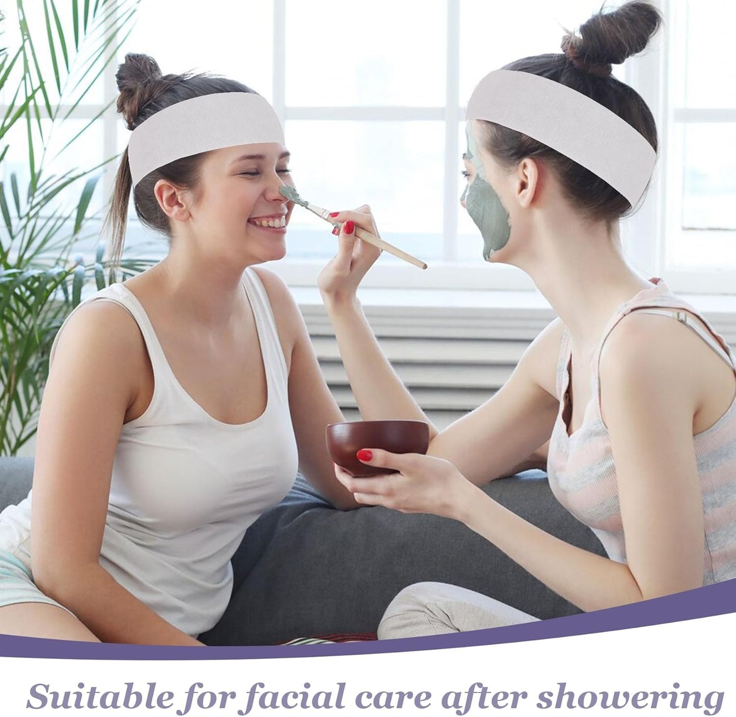 200 Count Disposable Spa Facial Headbands with Convenient Closure,White Stretch Facial Headwraps Soft for Facials Skincare Spa