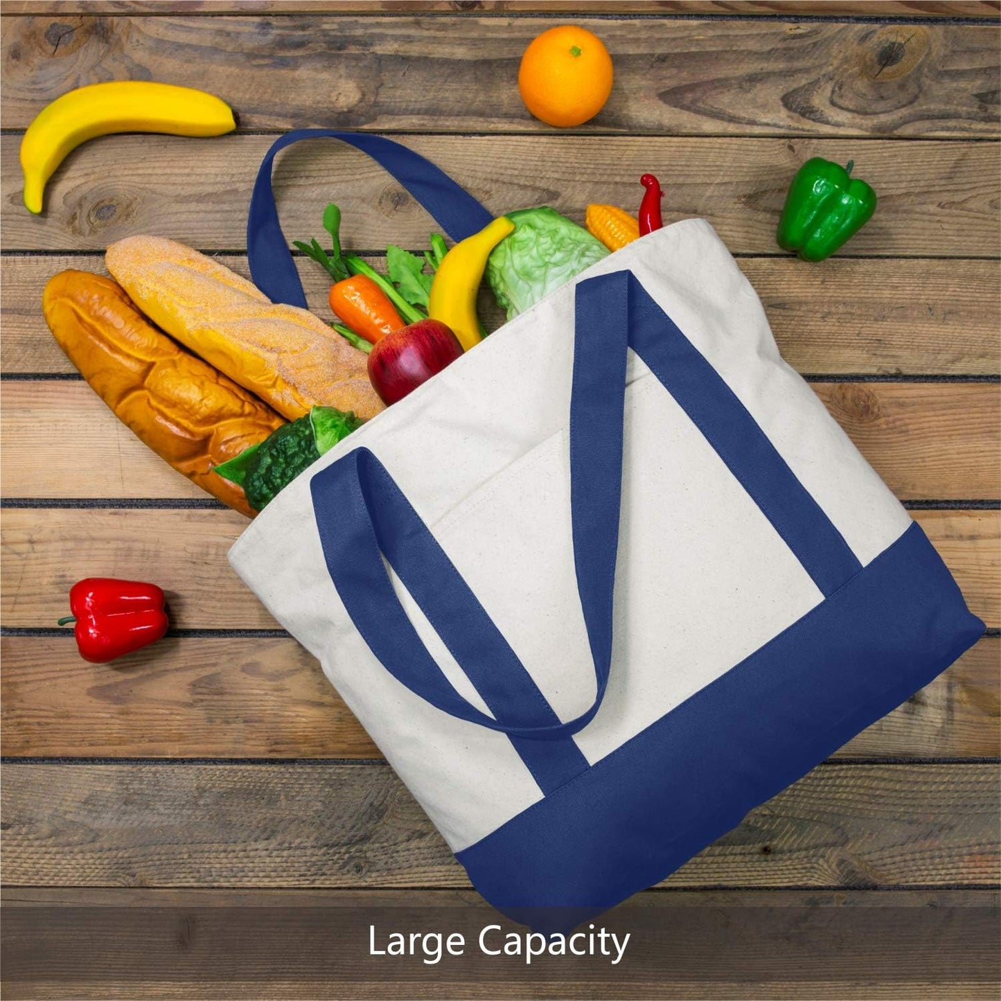 Stylish Canvas Tote Bag with an External Pocket, Top Zipper Closure, Daily Essentials