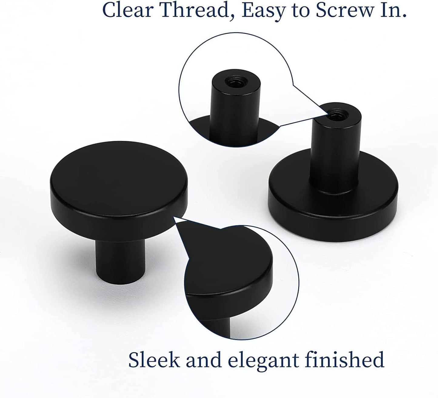20 Pack Black Cabinet Knobs Round Dresser Knobs Matte Black Solid Kitchen Cabinet Knobs Aluminum Alloy Cabinet Door Knobs for Dresser Drawers Vintage Cabinet Knobs Drawer Knobs
