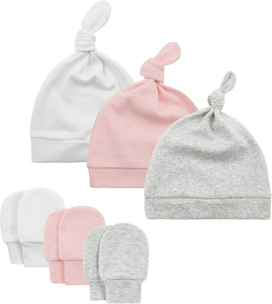 Baby Hats 0-6 Months Baby Hat and Mittens Set Newborn Cotton Hat for Boys and Girls Baby Beanie 3 Pack B 0-6 Months