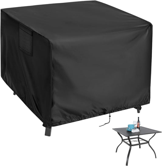 Outdoor Table Cover Square, 34 inch Square Patio Table Cover, Waterproof Small Table Cover Outdoor Patio Furniture Cover - 34'' x 34'' x 28''