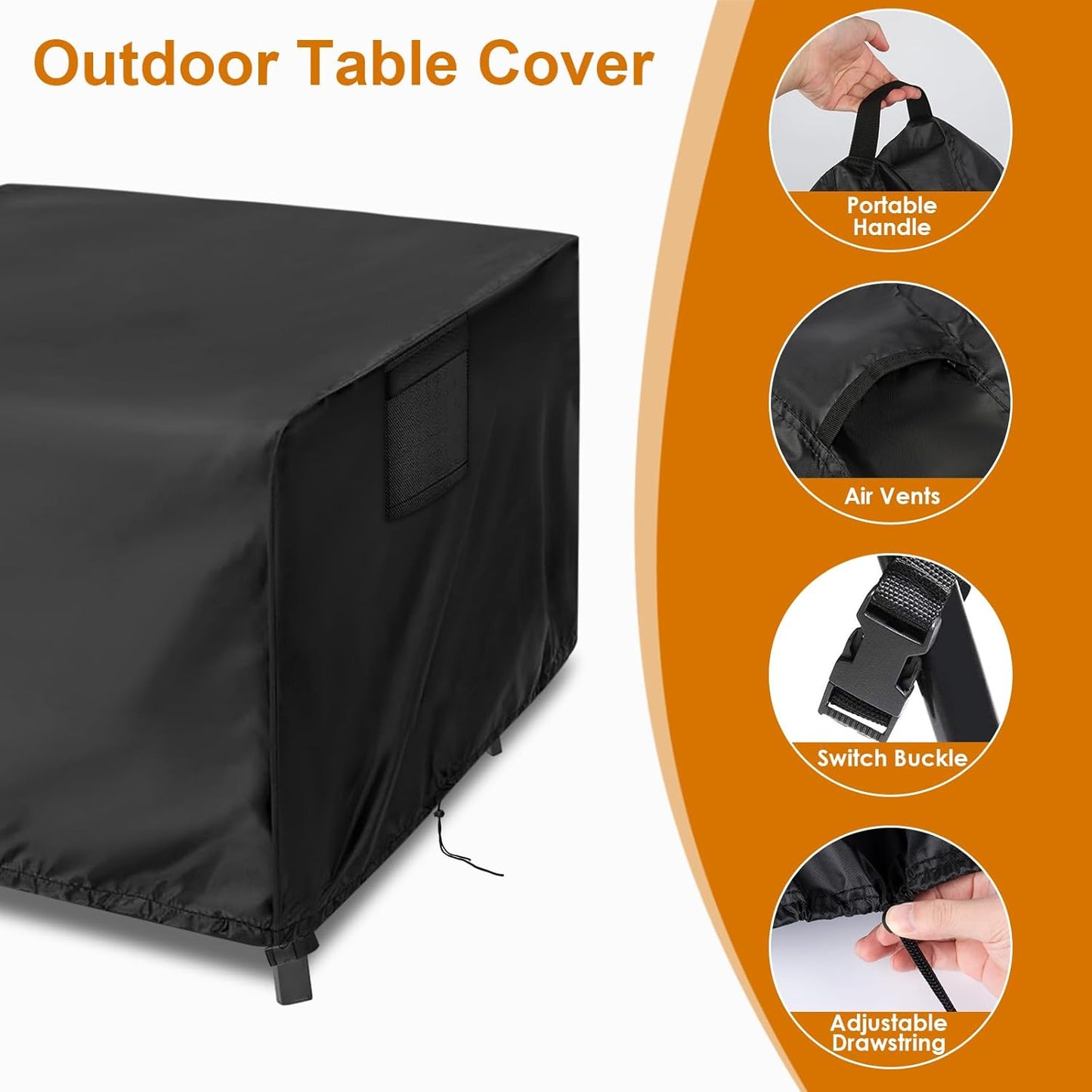 Outdoor Table Cover Square, 34 inch Square Patio Table Cover, Waterproof Small Table Cover Outdoor Patio Furniture Cover - 34'' x 34'' x 28''