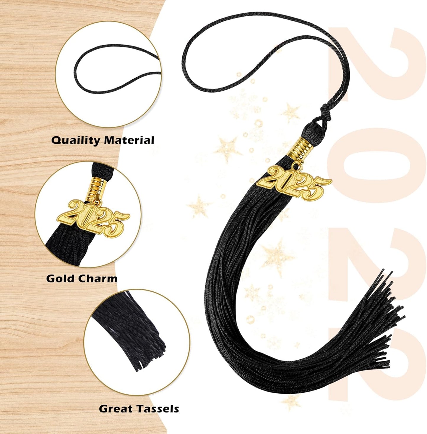 2025 Graduation Tassel, 1Pcs Graduation Cap Tassel 2025 Grad Graduation Tassel for 2025 Graduation Ceremonies Accessories (Black)
