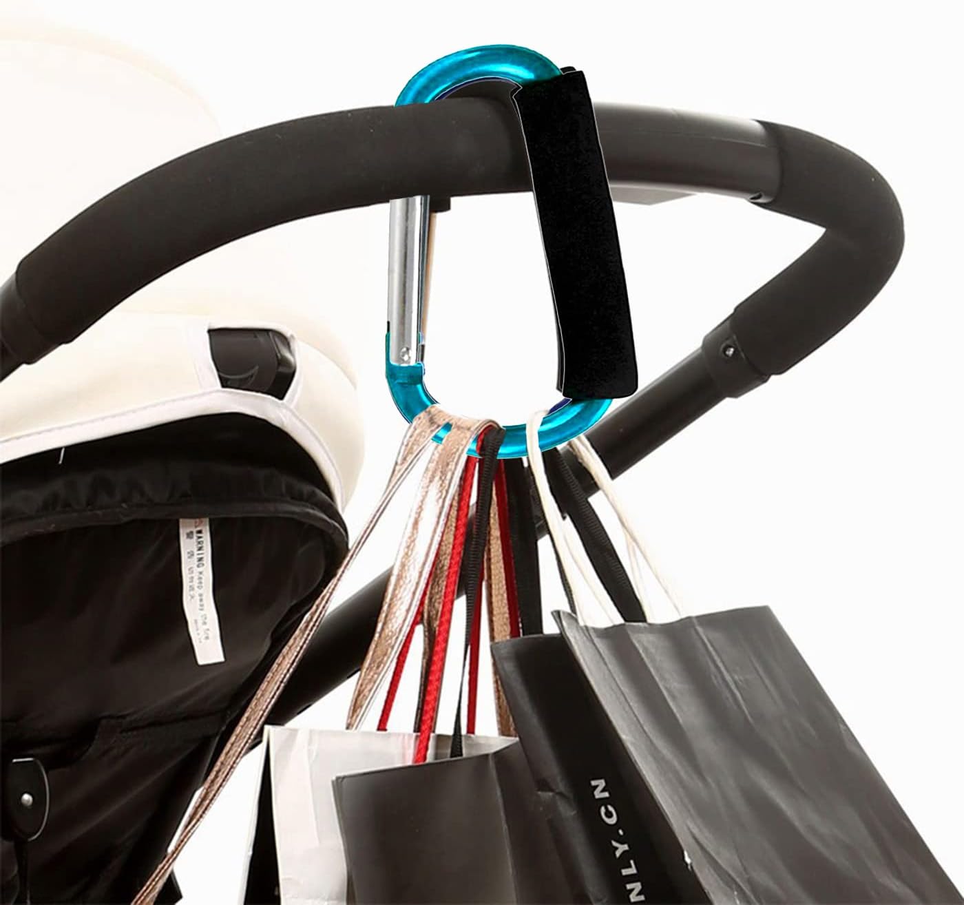 Stroller Hooks by Baby,Large Stroller Hooks for Mommy, 2 pcs Carabiner Stroller Hook Organizer for Hanging Purses, Diaper Bag, Shopping Bags (Sky Blue)