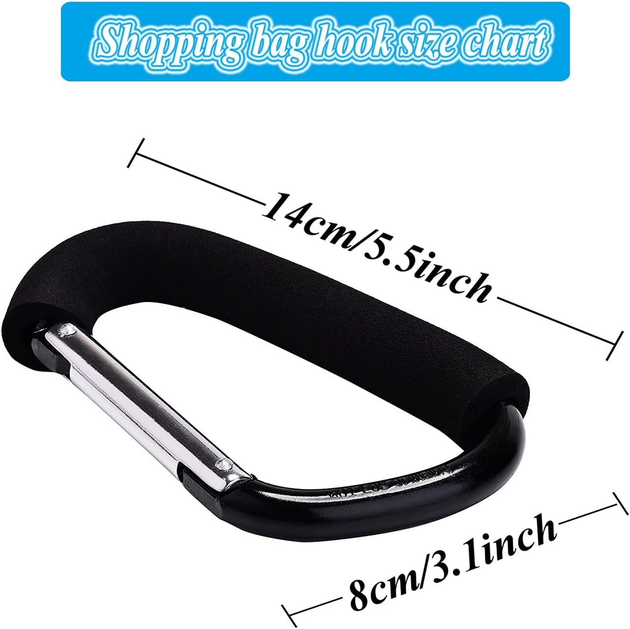 Stroller Hooks by Baby,Large Stroller Hooks for Mommy, 2 pcs Carabiner Stroller Hook Organizer for Hanging Purses, Diaper Bag, Shopping Bags (Sky Blue)