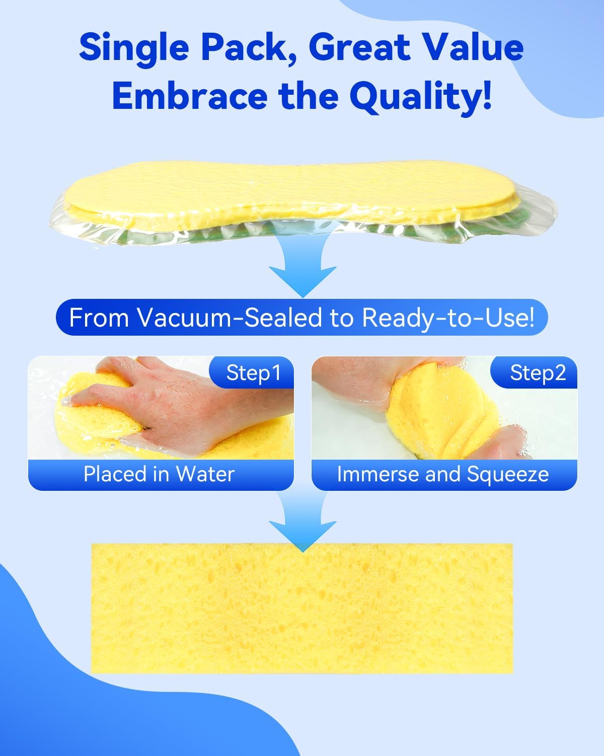 Car Wash Sponge, Car Cleaning Large Sponges, All Purpose Sponges for Cleaning, Easy Grip Thick Foam Scrubber, Giant Bone Sponge for Kitchen, Bathroom, Household Clean