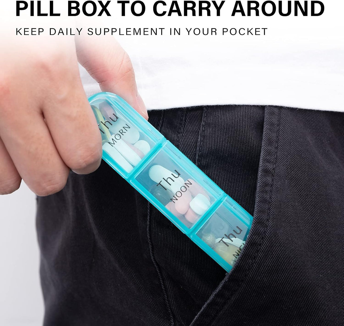 Pill Organizer 3 Times a Day, Weekly Pill Case, Travel Pill Box 7 Day, Daily Medicine Organizer with Large BPA Free Container to Hold Vitamins, Supplements and Medication