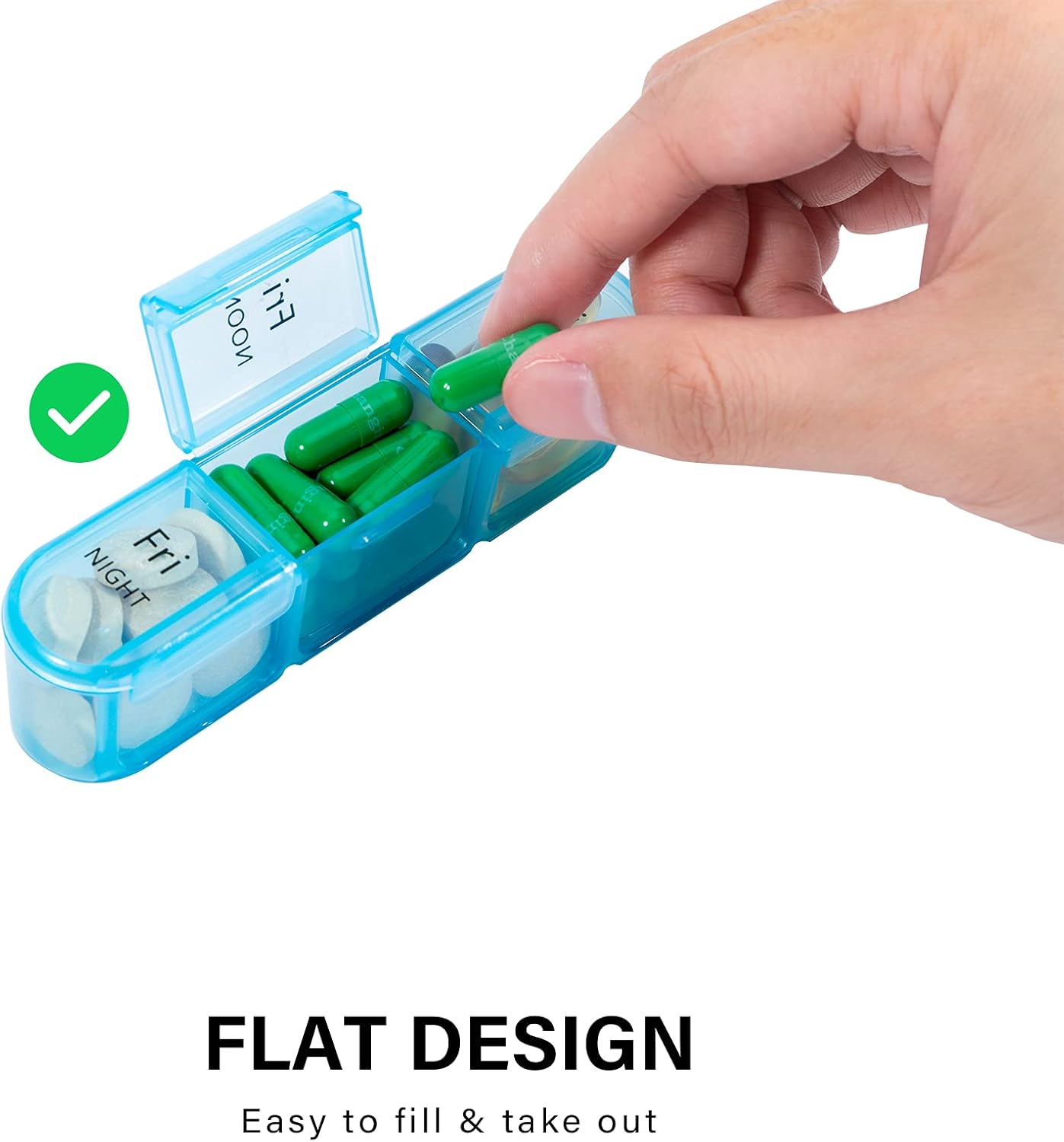 Pill Organizer 3 Times a Day, Weekly Pill Case, Travel Pill Box 7 Day, Daily Medicine Organizer with Large BPA Free Container to Hold Vitamins, Supplements and Medication