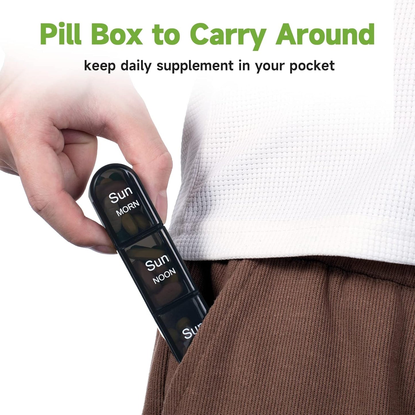 Weekly Pill Organizer 3 Times a Day, Medicine Pill Organizer Box, Pill Box 7 Day, Daily Pill Box Organizer, Travel Container Pill Cases Organizers 7 Day to Hold Vitamins and Medication (Black)