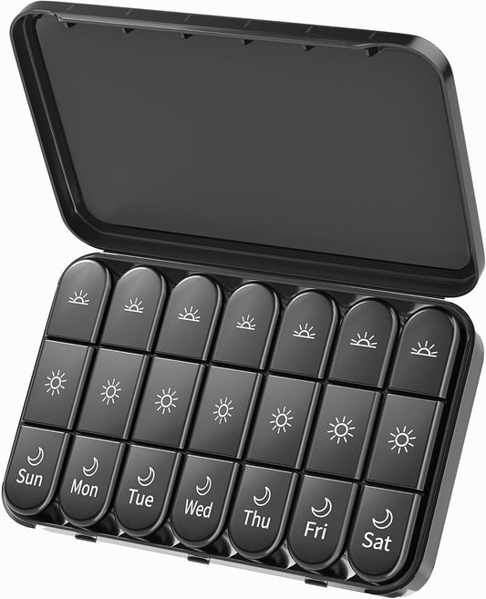Weekly Pill Organizer 3X a Day, Large Pill Box 7 Day 3 Times a Day with Separate Light-Proof Container, Portable Travel Pill Case for Medication, Vitamins, Fish Oil and Supplements