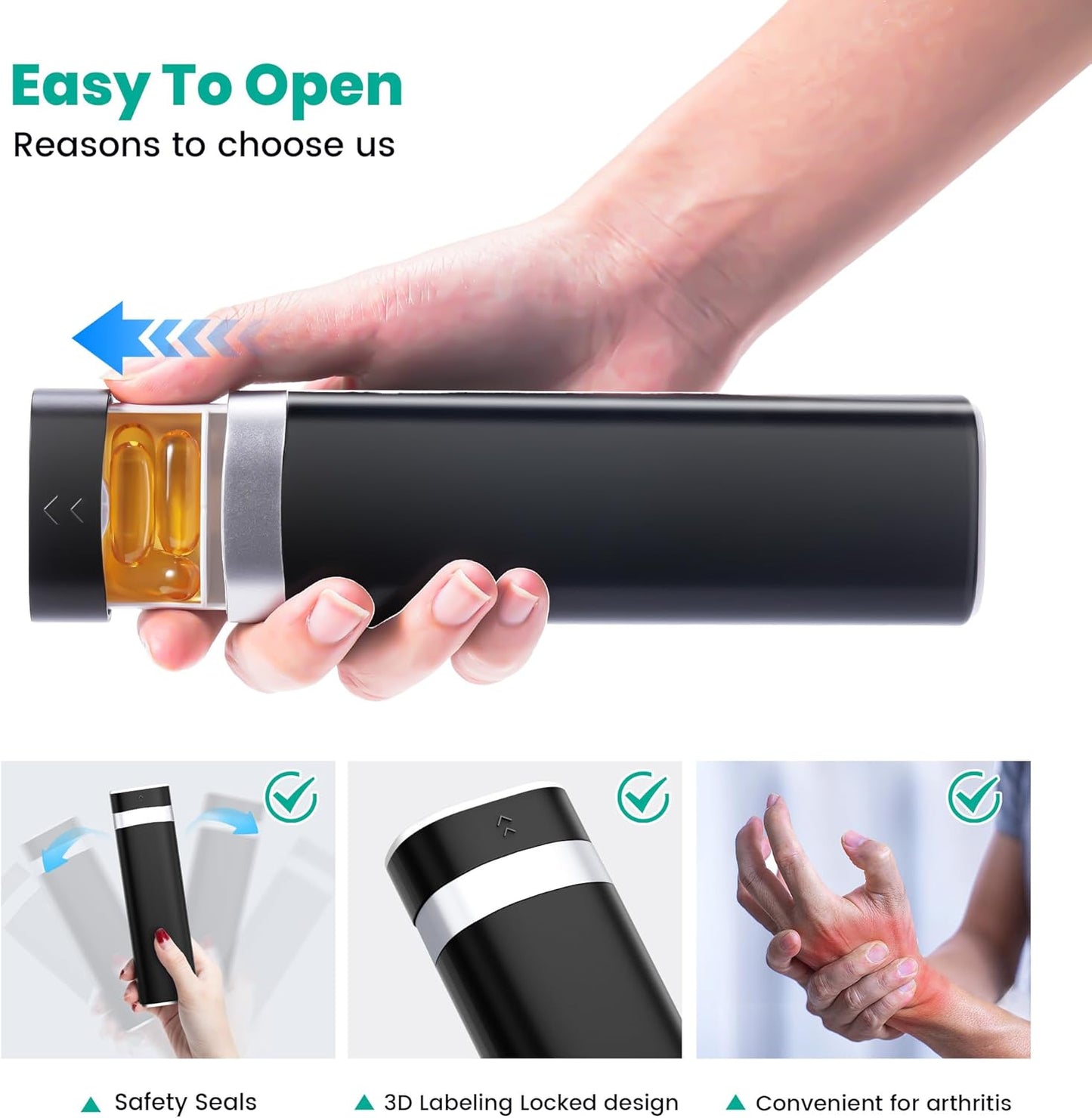 7-Day Slide-Out Pill Organizer | Travel Pill Case with Easy-to-Use Design | Drawer-Style Daily Medication Organizer (1 Time a Day) | Ideal for Home, Travel & Offices