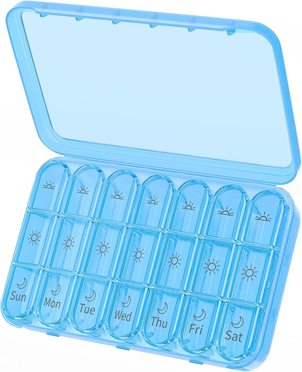 7 Day Pill Box 3X a Day, Large 21 Compartment Pill Organizer with Separate Container, Portable Travel Pill Case for Medication, Vitamins, Fish Oil and Supplements