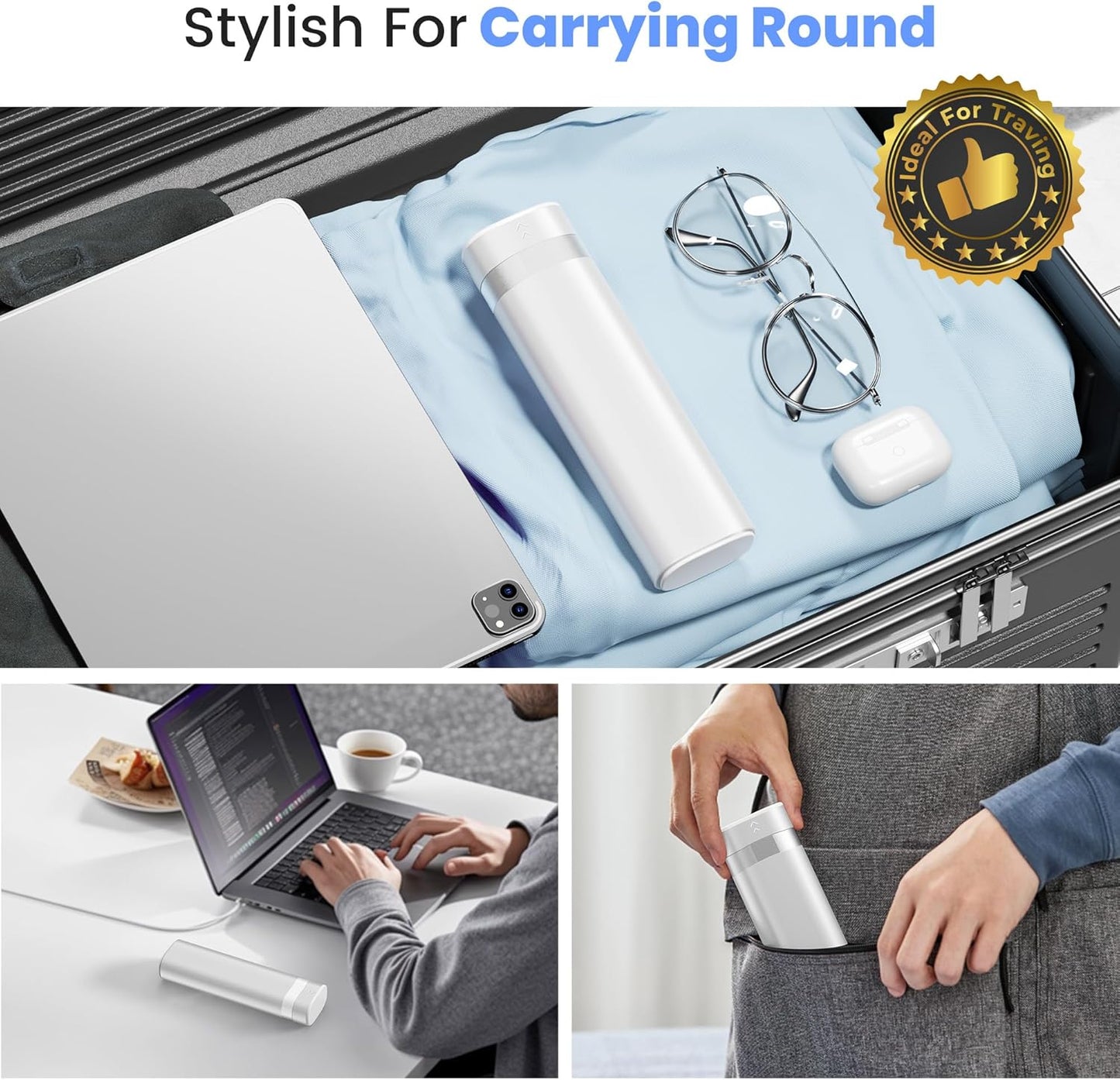 7-Day Pill Organizer, Travel Pill Case with Easy-to-Use Design, Large-Capacity Vitamin Box, Portable Drawer Medication Organizer for Once-a-Day Vitamins, Pills, and Supplements (White)